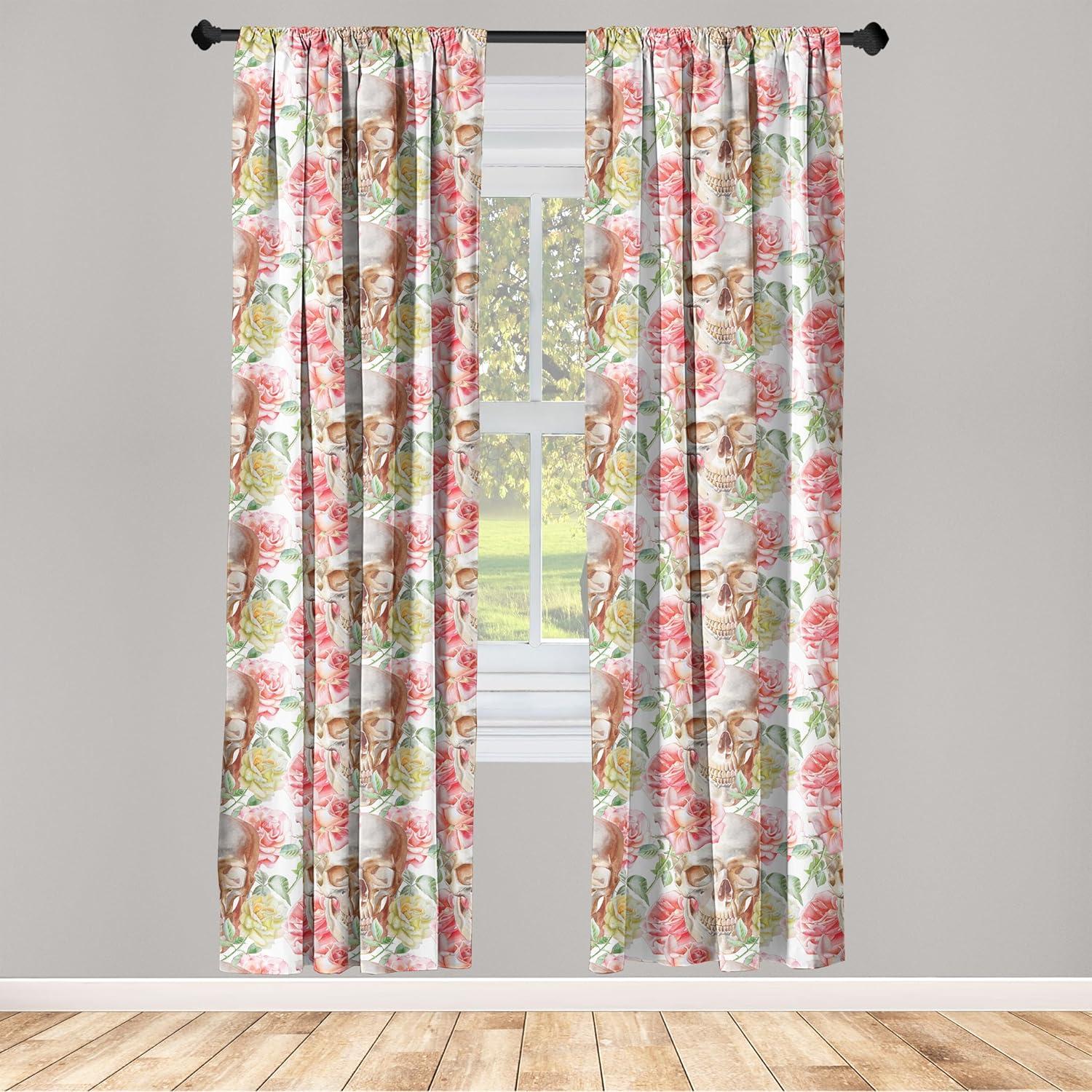 imageAmbesonne Floral Curtains Roses for Valentine Love Team Holiday Celebration Botanical Artwork on Hue Back Window Treatments 2 Panel Set for Living Room Bedroom Pair of 28 x 95 Dimgray BlushGrey Yellow Ecru and Coral