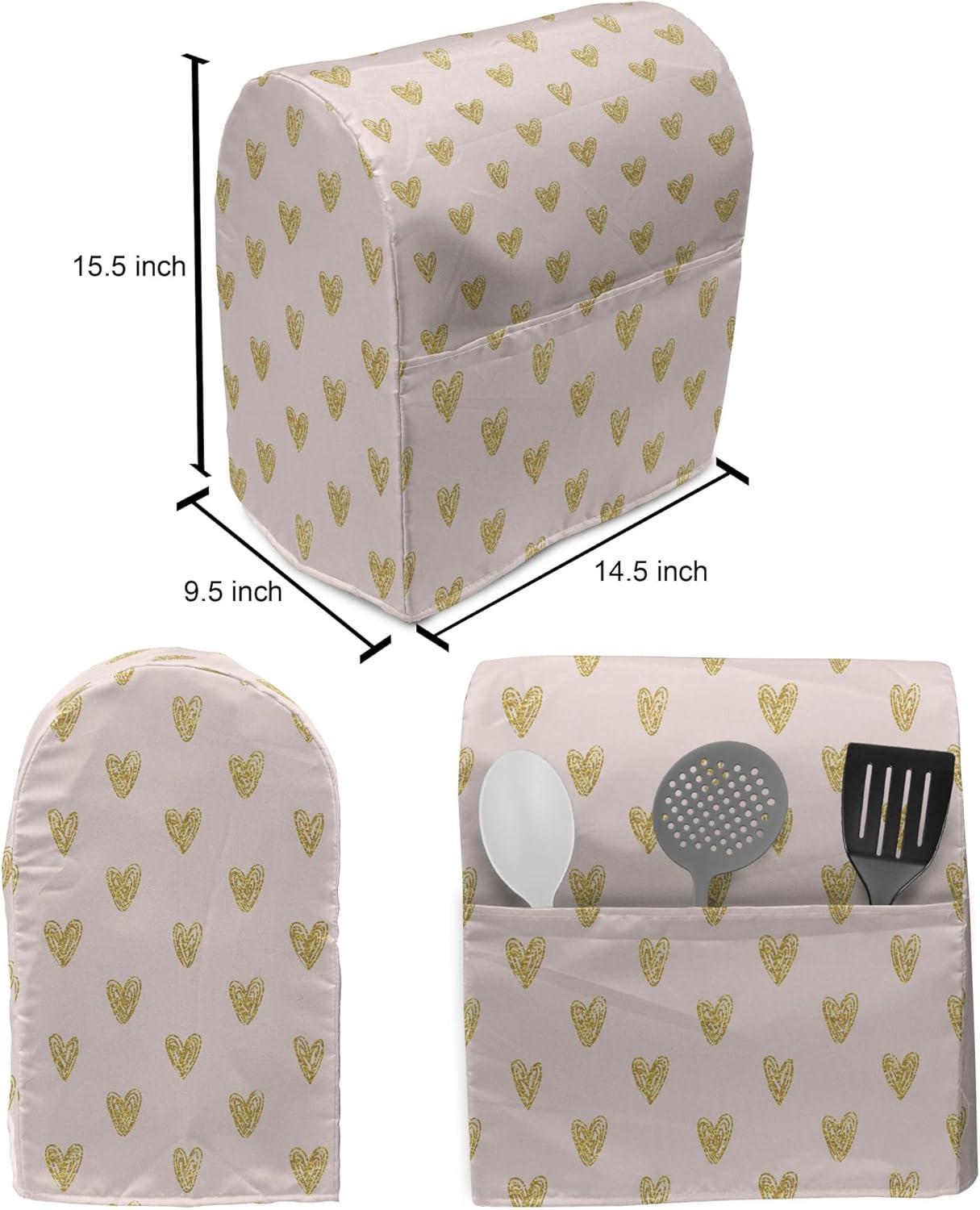 imageAmbesonne Hearts Stand Mixer Cover Background with Abstract Dainty Passionate Love Theme Valentine Kitchen Appliance Organizer Bag Cover with a Pocket 68 Quarts Eggshell Coffee