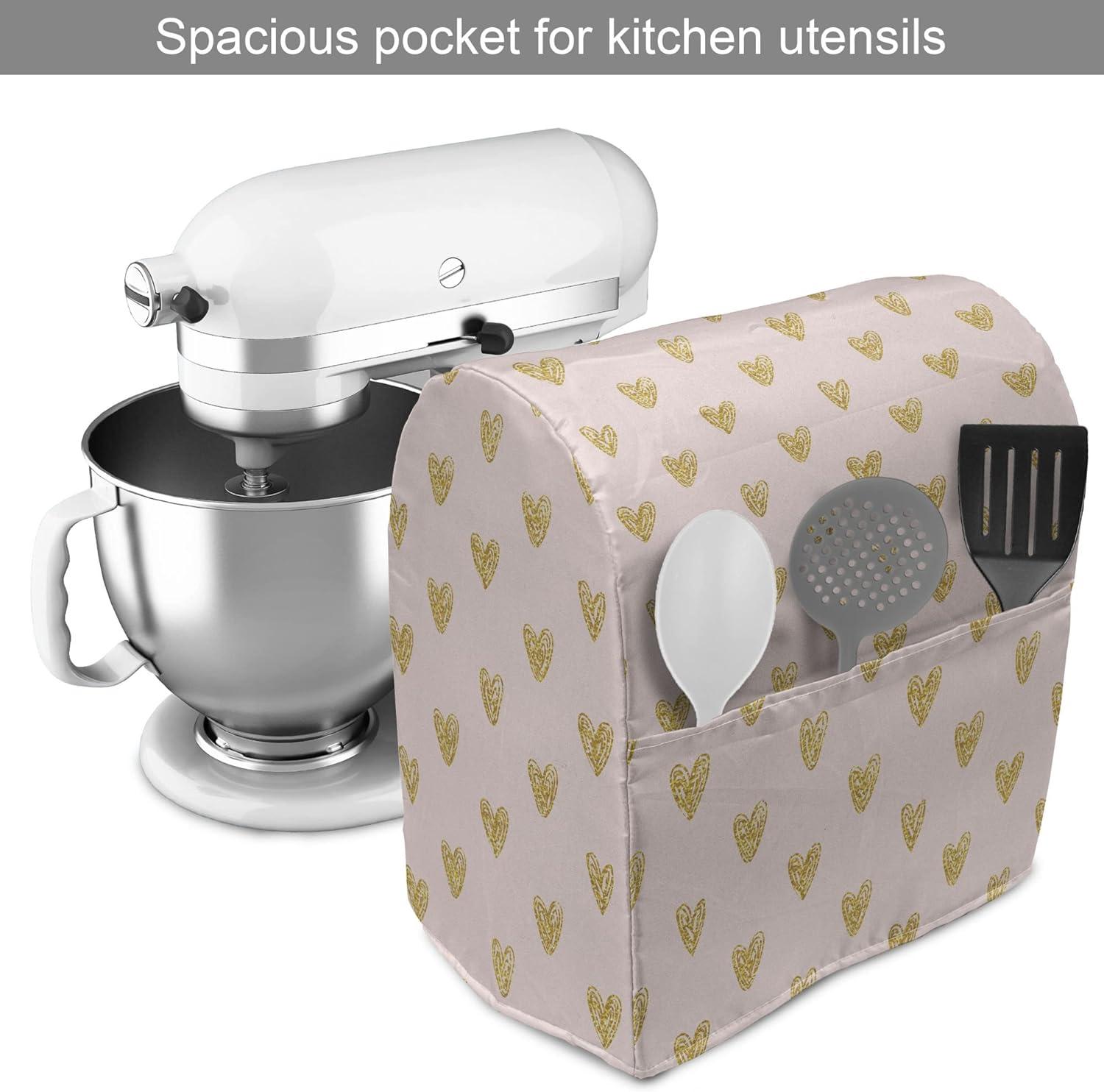 imageAmbesonne Hearts Stand Mixer Cover Background with Abstract Dainty Passionate Love Theme Valentine Kitchen Appliance Organizer Bag Cover with a Pocket 68 Quarts Eggshell Coffee