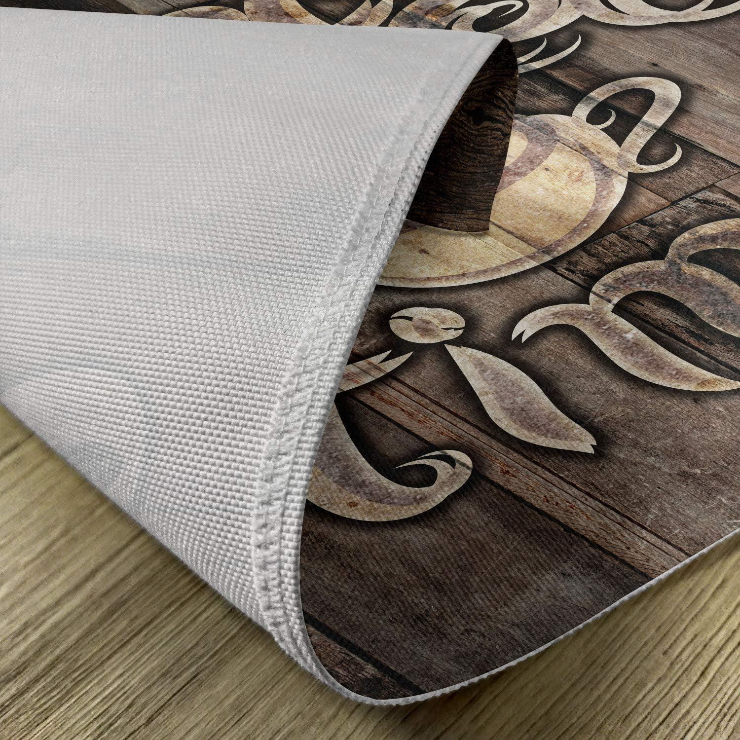 imageAmbesonne Modern Place Mats Set of 4 Coffee Time Phrase with a Cup on a Wooden Grunge Background Kitchen Image Washable Fabric Placemats for Dining Table Standard Size Umber Cocoa