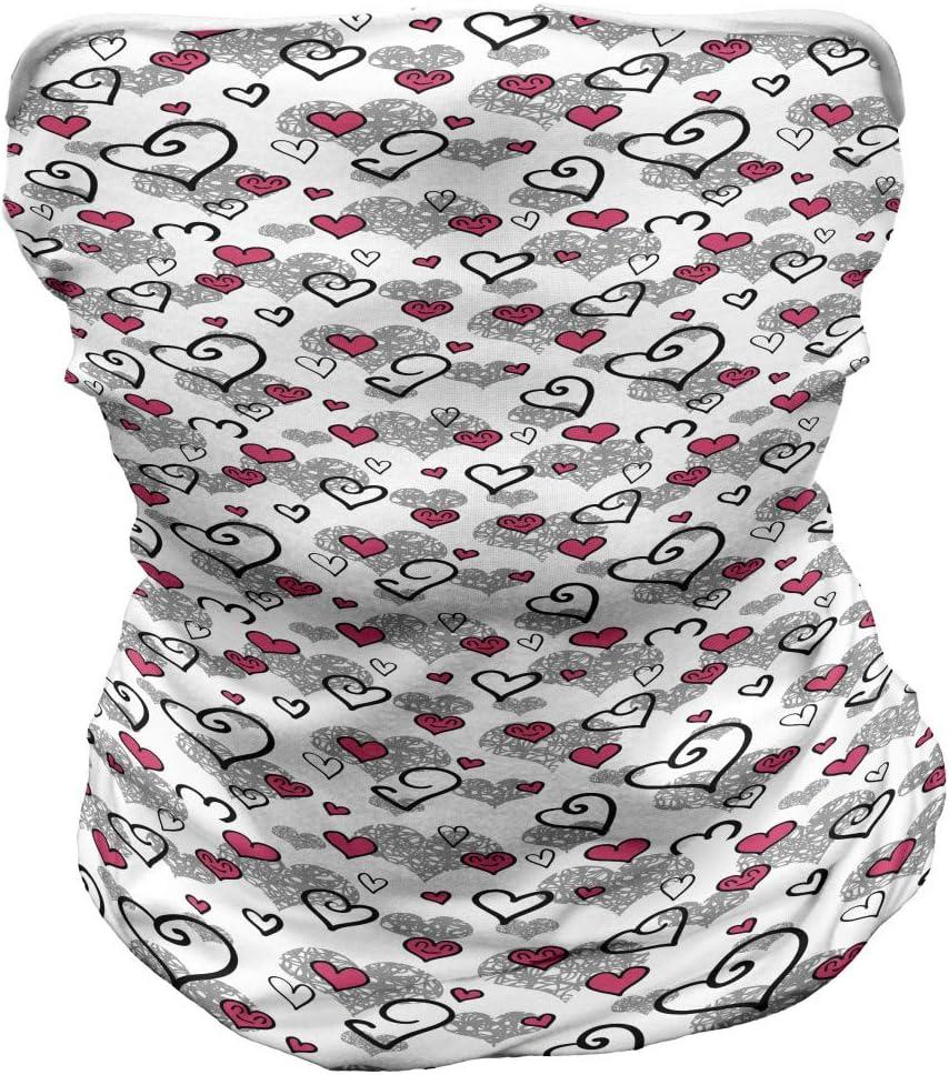 imageAmbesonne Neck Warmer Valentines Day Hearts Grey White Hot Pink