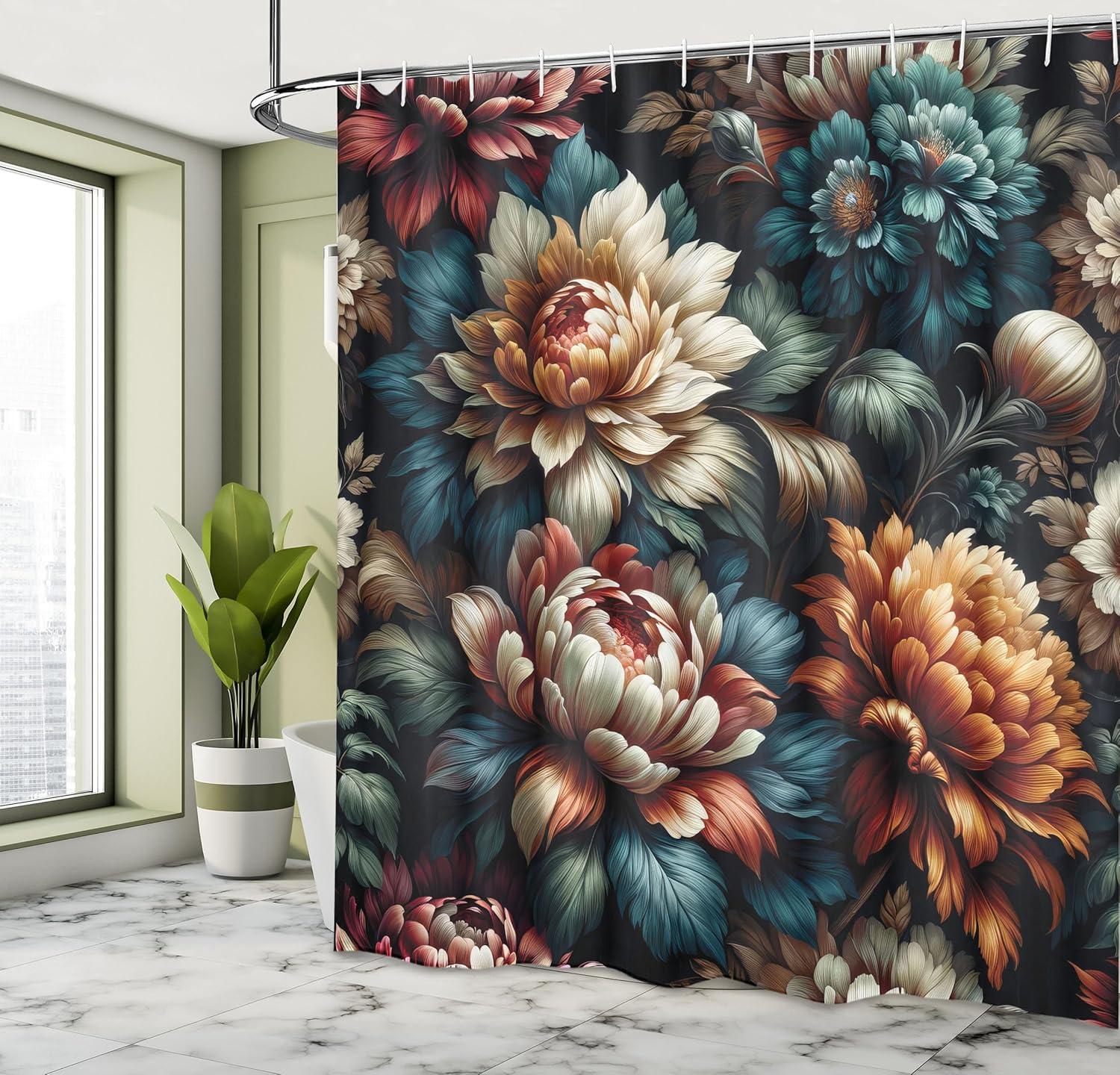 imageAmbesonne Spring Shower Curtain Delicate and Romantic Arrange of Creeper Mesh Flowers Cascade Neutral Theme Cloth Fabric Bathroom Decor Set with Hooks 69 W x 70 L Blush Yellow PinkTeal Coral and Sea Blue