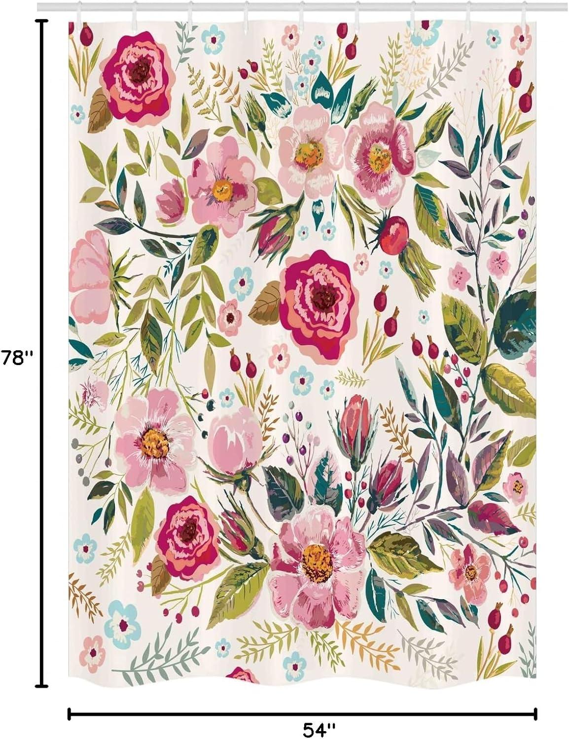 imageAmbesonne Spring Shower Curtain Delicate and Romantic Arrange of Creeper Mesh Flowers Cascade Neutral Theme Cloth Fabric Bathroom Decor Set with Hooks 69 W x 70 L Blush Yellow PinkMagenta