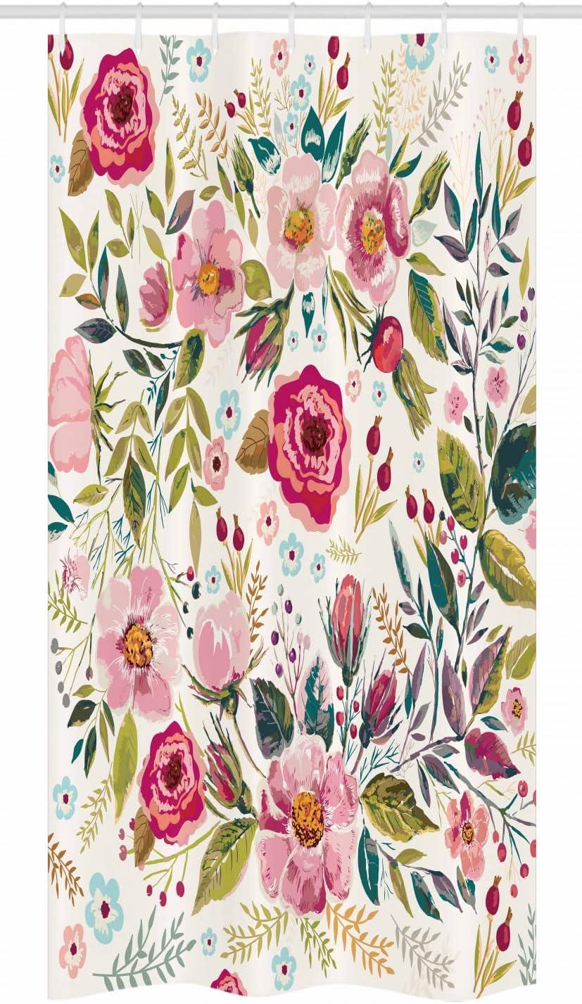 imageAmbesonne Spring Shower Curtain Delicate and Romantic Arrange of Creeper Mesh Flowers Cascade Neutral Theme Cloth Fabric Bathroom Decor Set with Hooks 69 W x 70 L Blush Yellow PinkMagenta