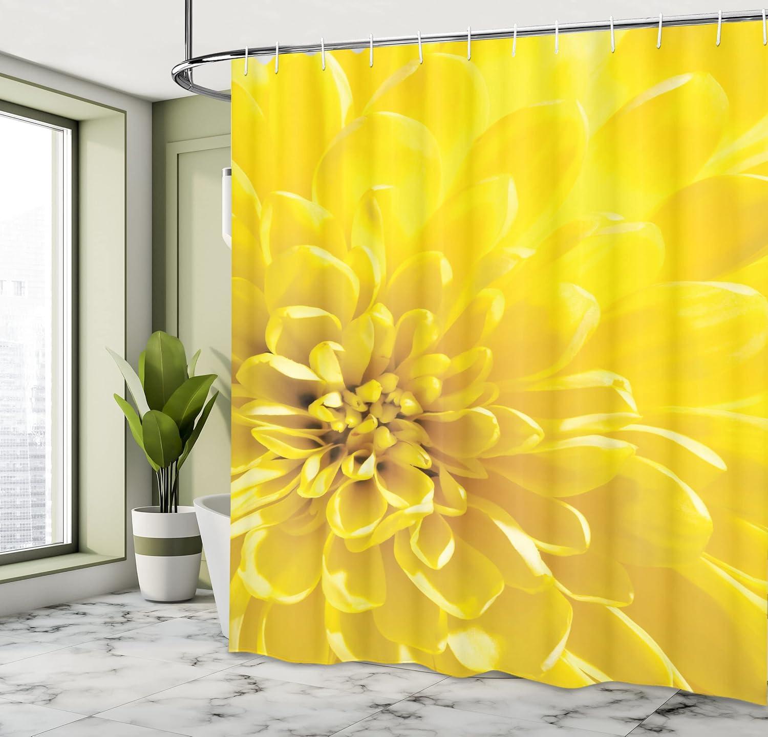 imageAmbesonne Spring Shower Curtain Delicate and Romantic Arrange of Creeper Mesh Flowers Cascade Neutral Theme Cloth Fabric Bathroom Decor Set with Hooks 69 W x 70 L Blush Yellow PinkYellow