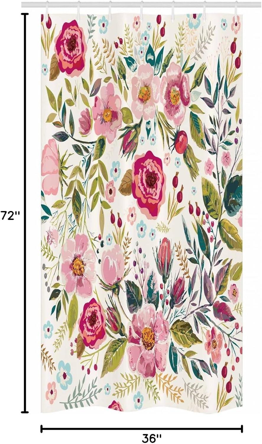 imageAmbesonne Spring Shower Curtain Delicate and Romantic Arrange of Creeper Mesh Flowers Cascade Neutral Theme Cloth Fabric Bathroom Decor Set with Hooks 69 W x 70 L Blush Yellow PinkMagenta