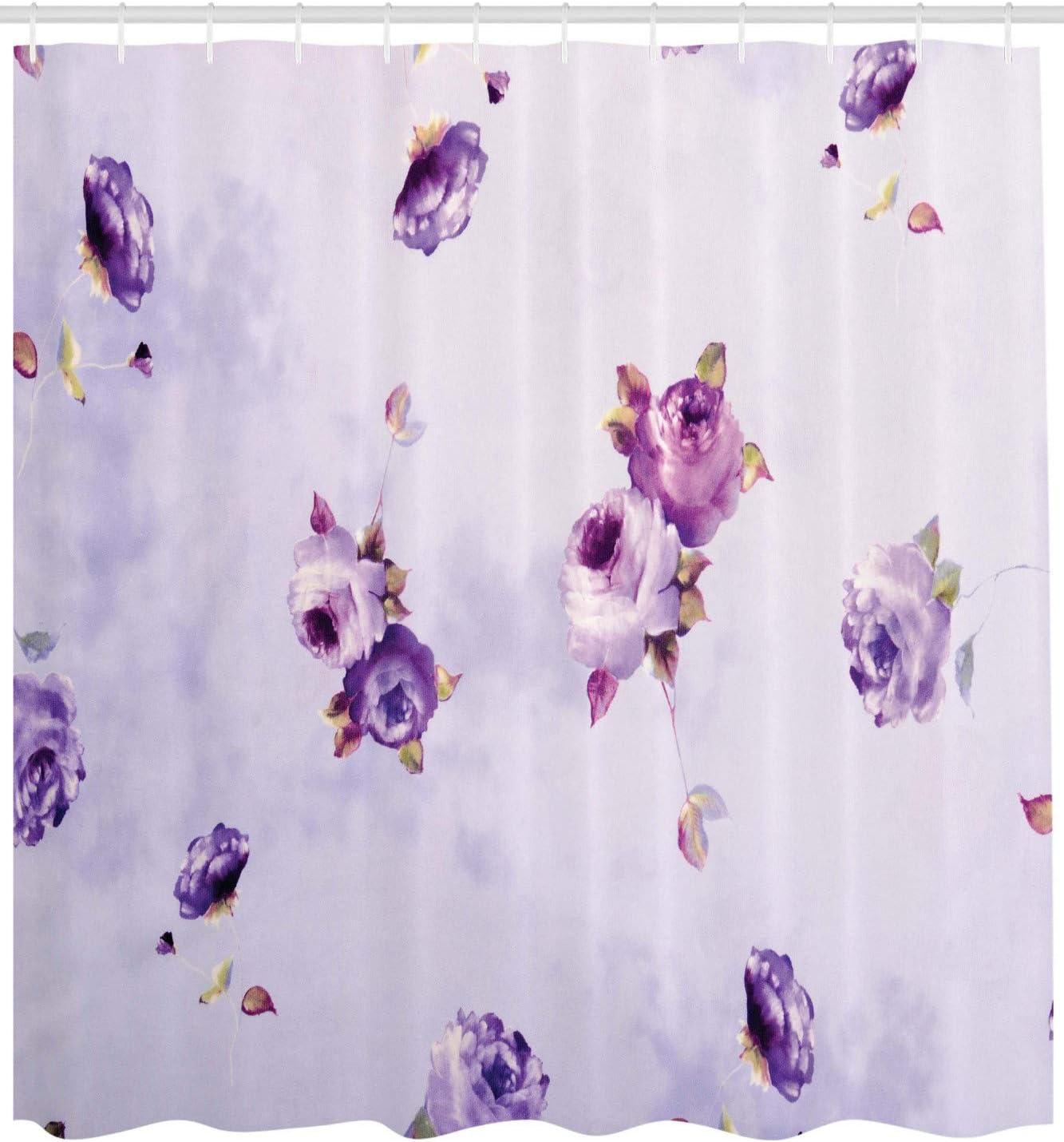imageAmbesonne Spring Shower Curtain Delicate and Romantic Arrange of Creeper Mesh Flowers Cascade Neutral Theme Cloth Fabric Bathroom Decor Set with Hooks 69 W x 70 L Blush Yellow PinkViolet Lilac