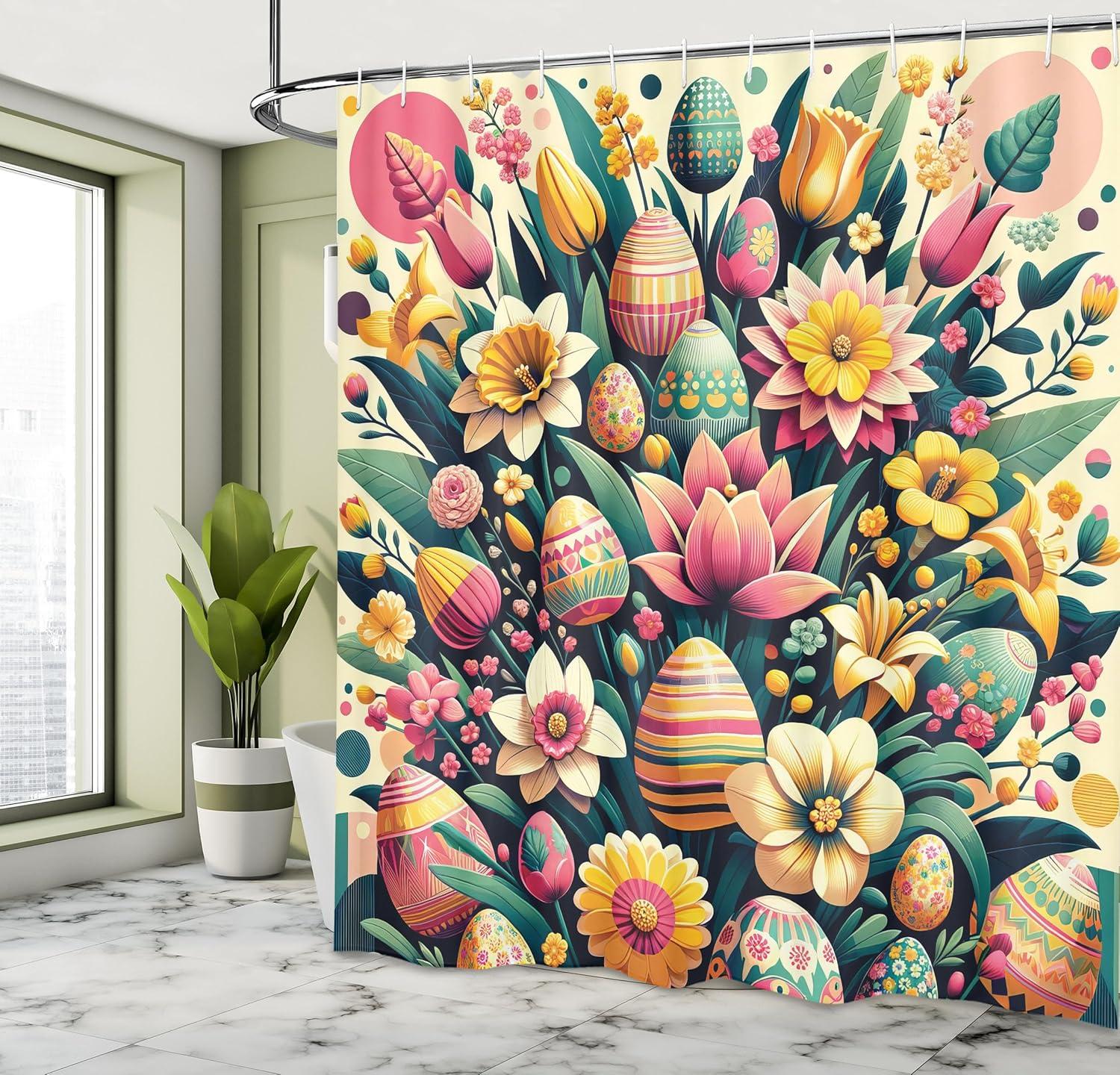 imageAmbesonne Spring Shower Curtain Delicate and Romantic Arrange of Creeper Mesh Flowers Cascade Neutral Theme Cloth Fabric Bathroom Decor Set with Hooks 69 W x 70 L Blush Yellow PinkJade Green Cream Pink