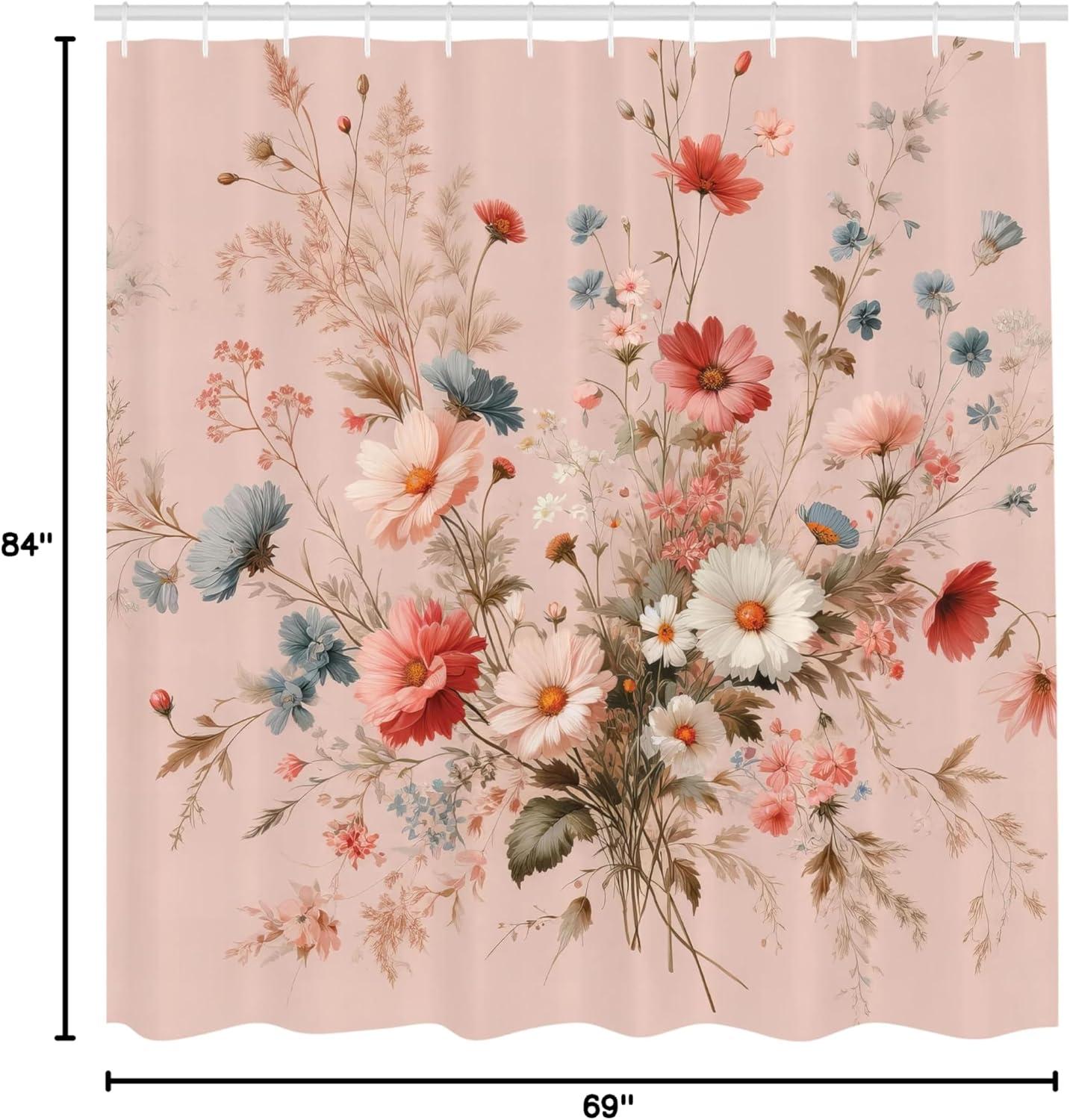 imageAmbesonne Spring Shower Curtain Delicate and Romantic Arrange of Creeper Mesh Flowers Cascade Neutral Theme Cloth Fabric Bathroom Decor Set with Hooks 69 W x 70 L Blush Yellow PinkBlush Blue Grey Pale Rose