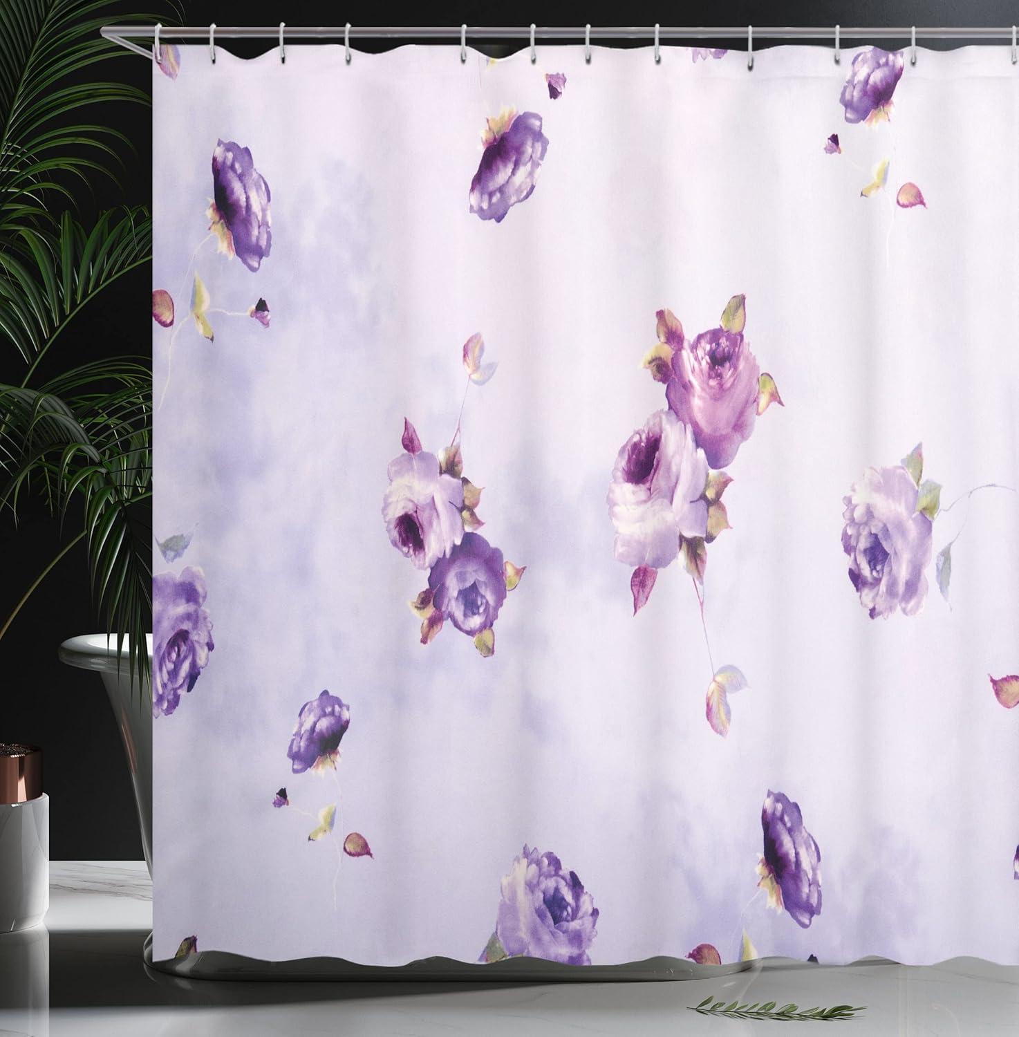 imageAmbesonne Spring Shower Curtain Delicate and Romantic Arrange of Creeper Mesh Flowers Cascade Neutral Theme Cloth Fabric Bathroom Decor Set with Hooks 69 W x 70 L Blush Yellow PinkViolet Lilac