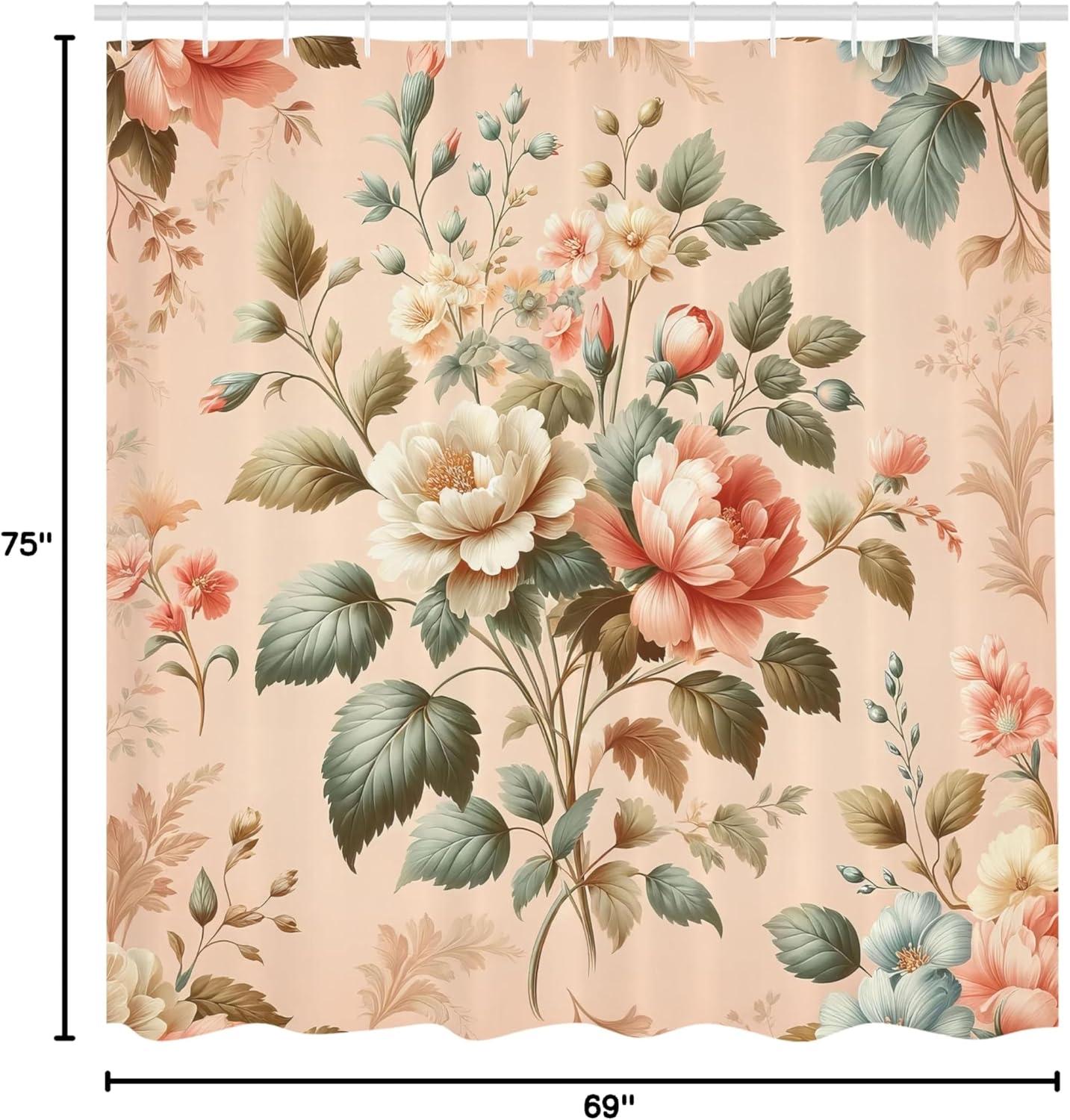 imageAmbesonne Spring Shower Curtain Delicate and Romantic Arrange of Creeper Mesh Flowers Cascade Neutral Theme Cloth Fabric Bathroom Decor Set with Hooks 69 W x 70 L Blush Yellow PinkPale Peach Reseda Green