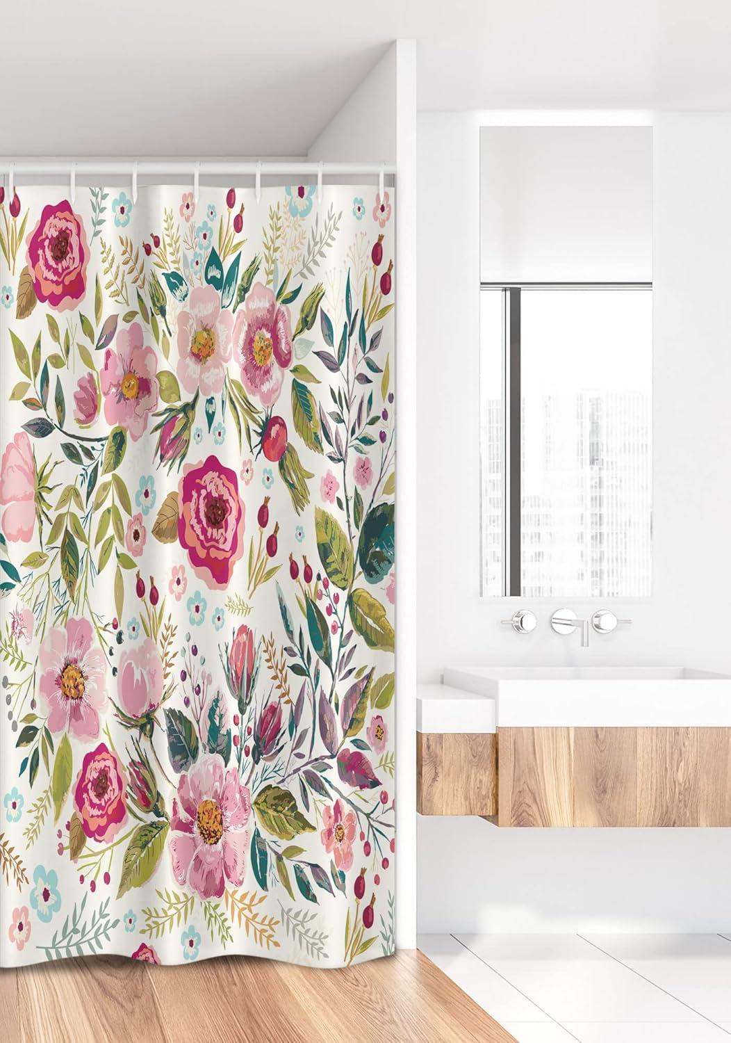 imageAmbesonne Spring Shower Curtain Delicate and Romantic Arrange of Creeper Mesh Flowers Cascade Neutral Theme Cloth Fabric Bathroom Decor Set with Hooks 69 W x 70 L Blush Yellow PinkMagenta