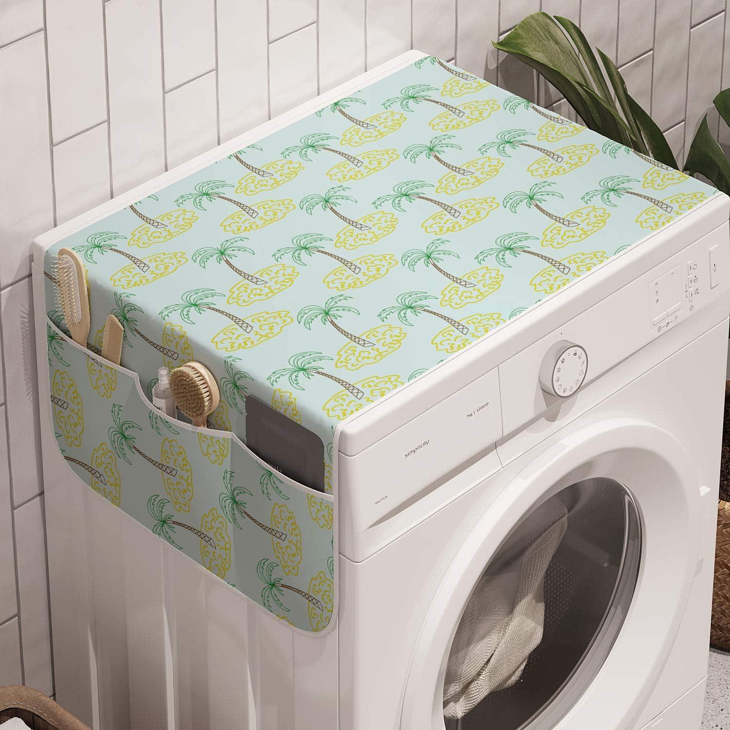 imageAmbesonne Valentines Day Microwave Oven Cover Continuing Composition of Dotted Heart Shapes Water Resistant Organizer with Pockets for Kitchen 36 x 12 Ruby PinkPale Blue Mustard