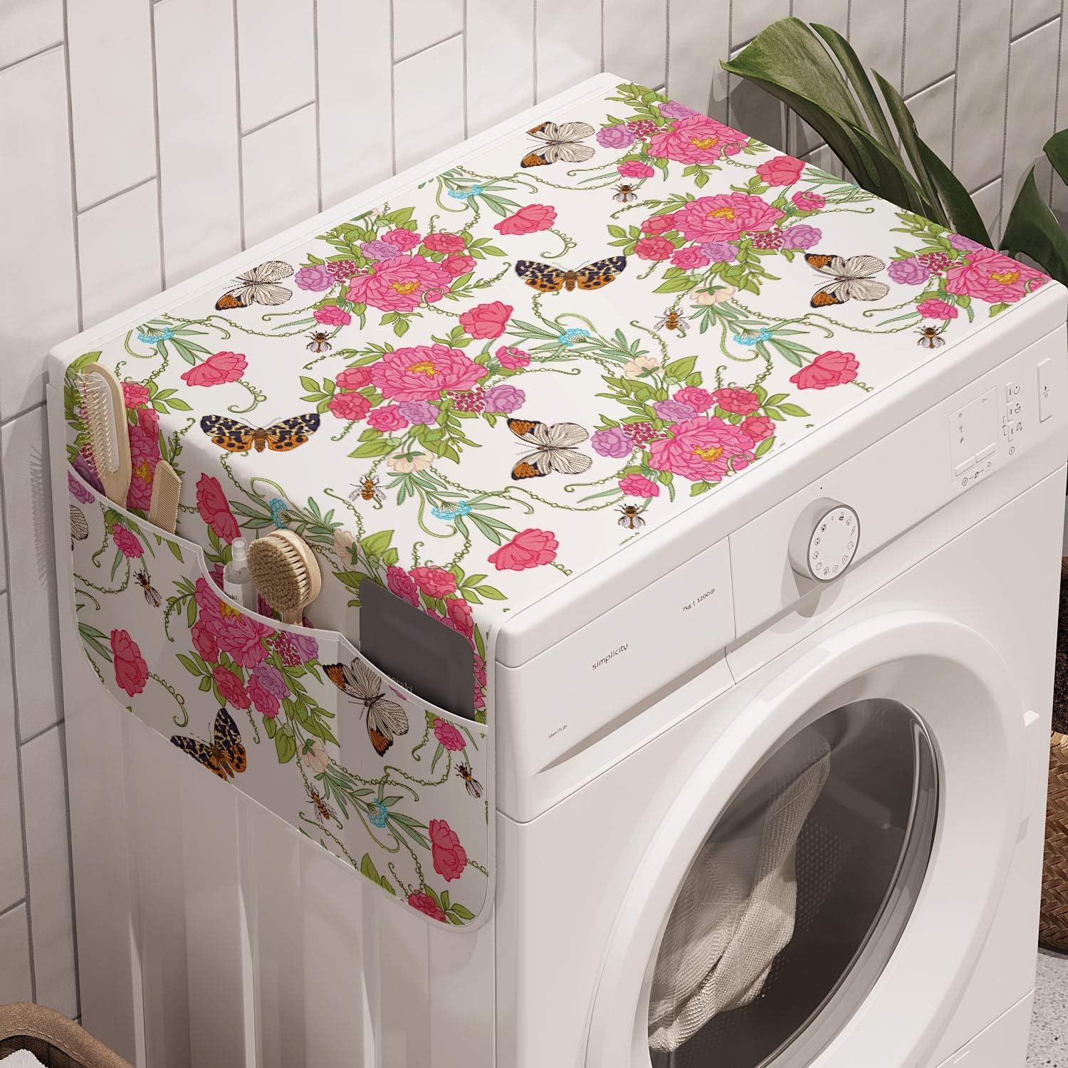 imageAmbesonne Valentines Day Microwave Oven Cover Continuing Composition of Dotted Heart Shapes Water Resistant Organizer with Pockets for Kitchen 36 x 12 Ruby PinkPastel Pink Multicolor