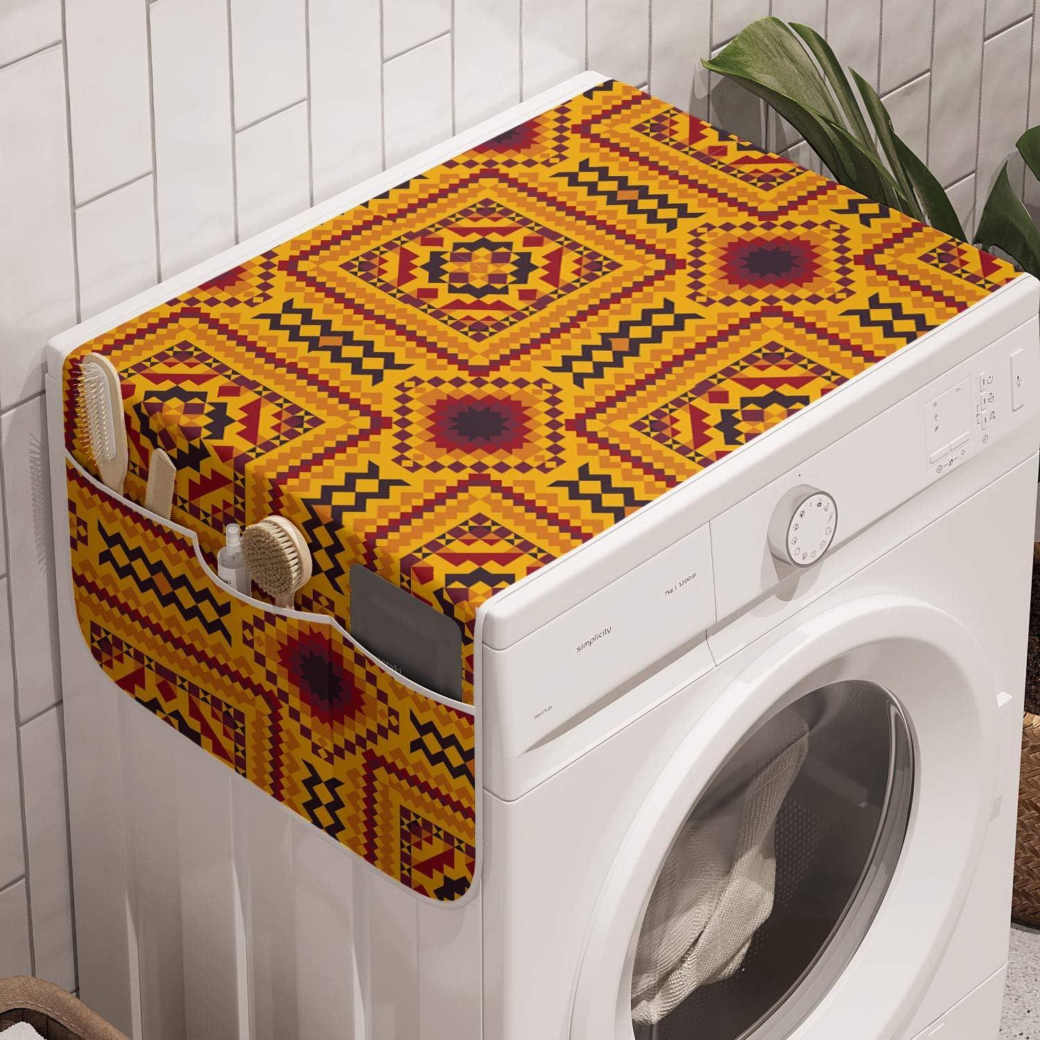 imageAmbesonne Valentines Day Microwave Oven Cover Continuing Composition of Dotted Heart Shapes Water Resistant Organizer with Pockets for Kitchen 36 x 12 Ruby PinkOrange and Multicolor