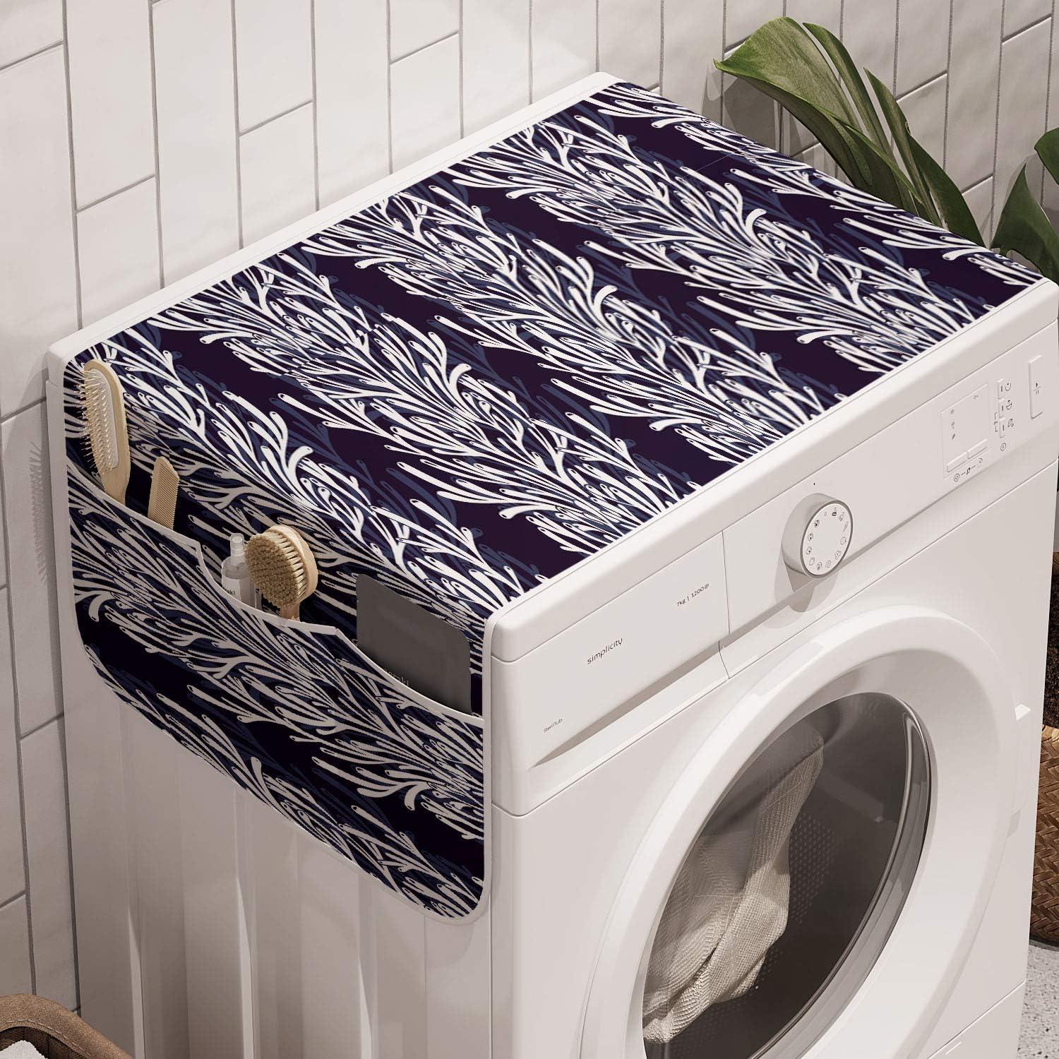 imageAmbesonne Valentines Day Microwave Oven Cover Continuing Composition of Dotted Heart Shapes Water Resistant Organizer with Pockets for Kitchen 36 x 12 Ruby PinkDark Indigo and White