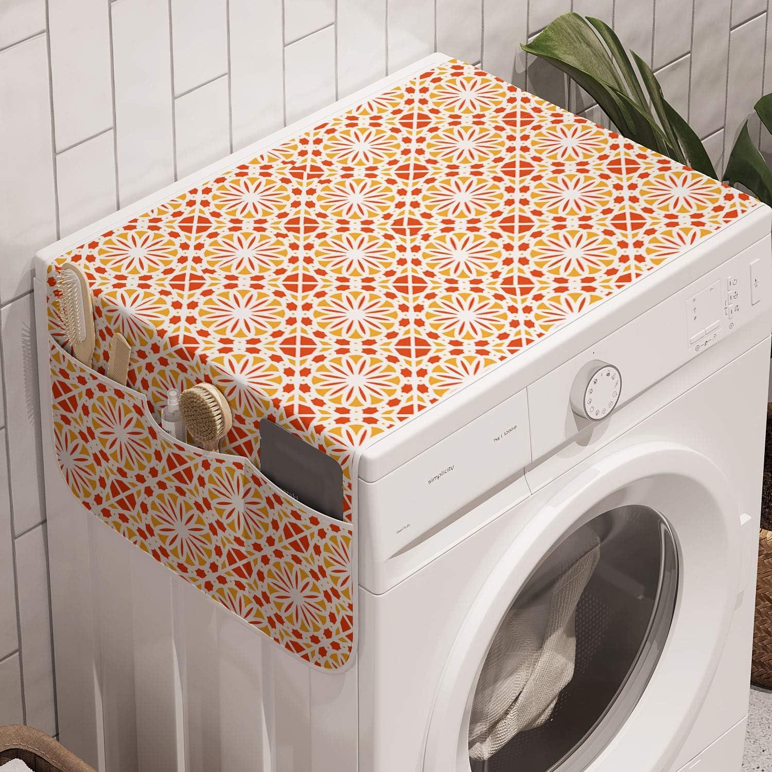 imageAmbesonne Valentines Day Microwave Oven Cover Continuing Composition of Dotted Heart Shapes Water Resistant Organizer with Pockets for Kitchen 36 x 12 Ruby PinkPale Orange Vermilion