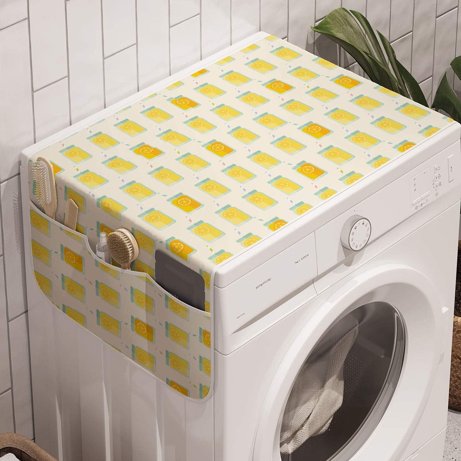 imageAmbesonne Valentines Day Microwave Oven Cover Continuing Composition of Dotted Heart Shapes Water Resistant Organizer with Pockets for Kitchen 36 x 12 Ruby PinkOrange Yellow