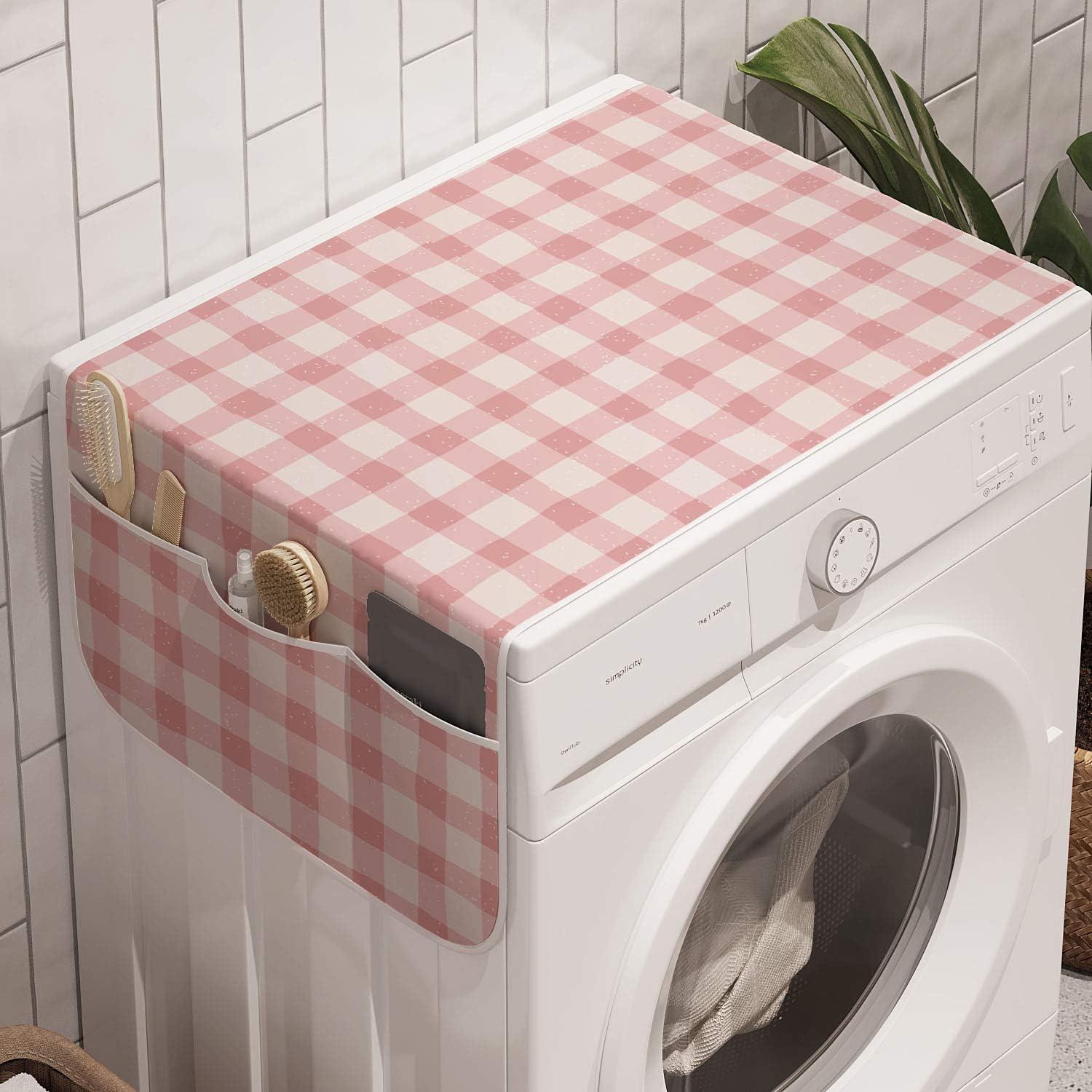 imageAmbesonne Valentines Day Microwave Oven Cover Continuing Composition of Dotted Heart Shapes Water Resistant Organizer with Pockets for Kitchen 36 x 12 Ruby PinkPale Pink Rose