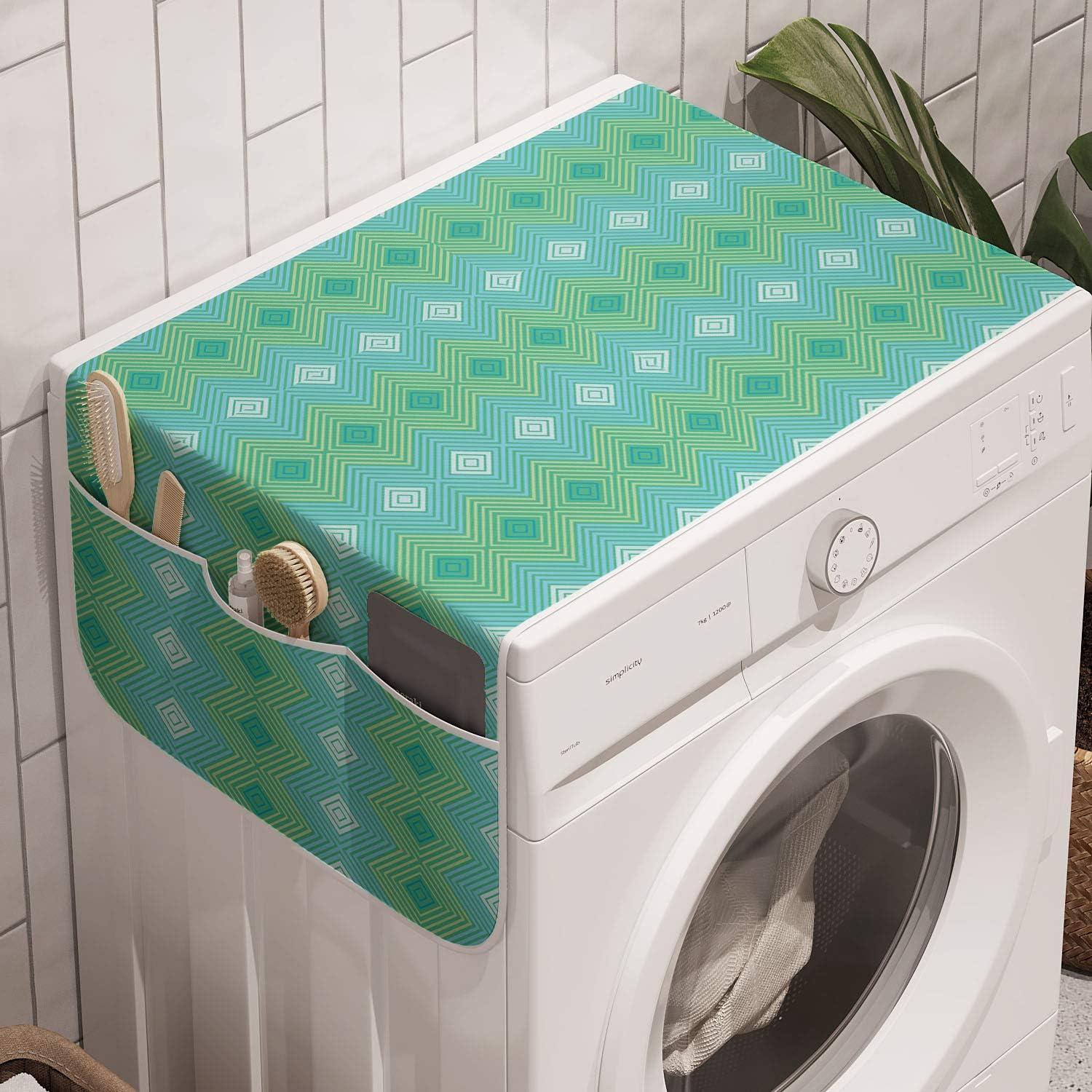 imageAmbesonne Valentines Day Microwave Oven Cover Continuing Composition of Dotted Heart Shapes Water Resistant Organizer with Pockets for Kitchen 36 x 12 Ruby PinkSea Green Pale Blue