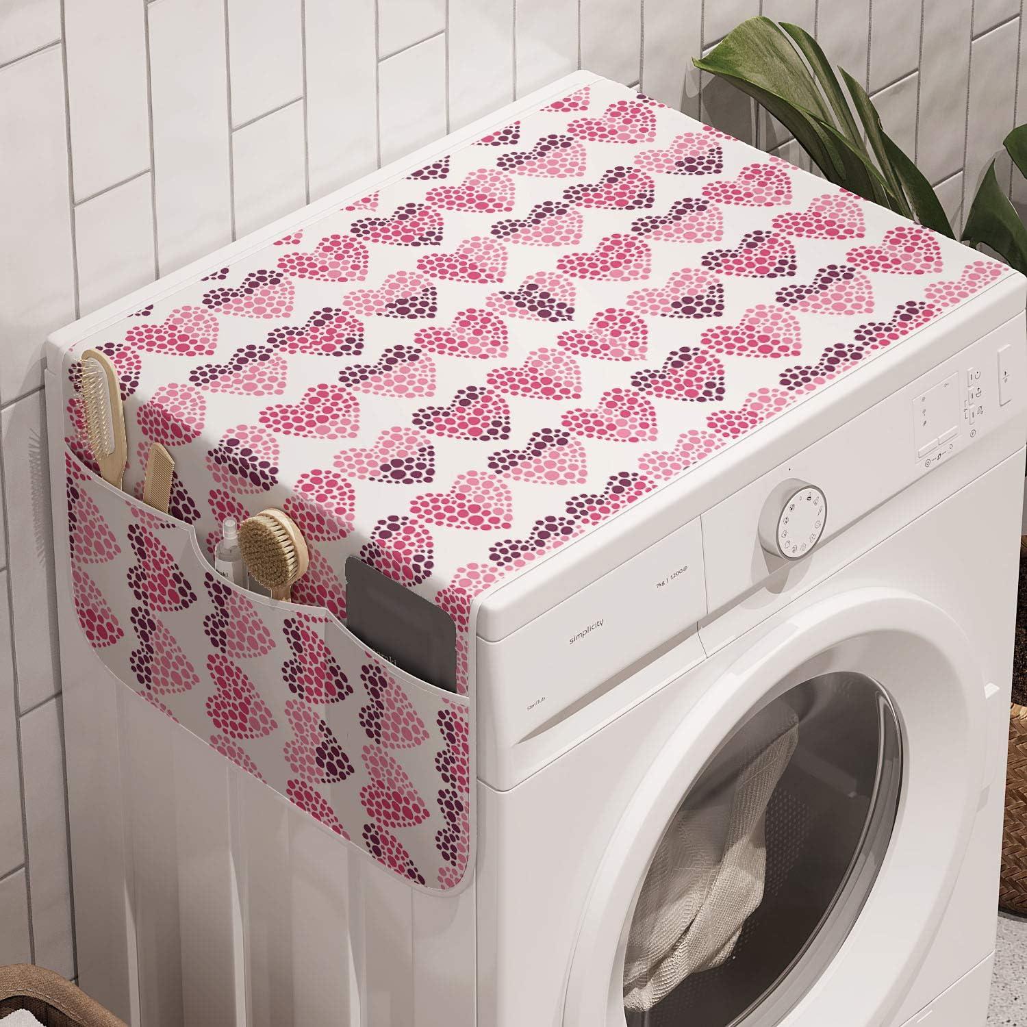 imageAmbesonne Valentines Day Microwave Oven Cover Continuing Composition of Dotted Heart Shapes Water Resistant Organizer with Pockets for Kitchen 36 x 12 Ruby PinkRuby Pink