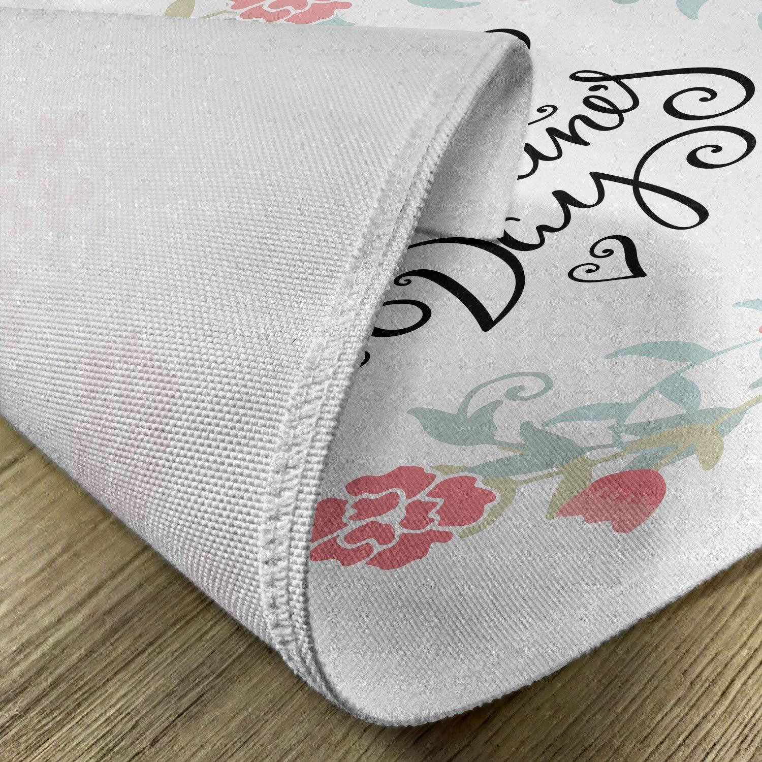 imageAmbesonne Valentines Day Place Mats Set of 4 Floral Flowers Buds Roses Tulips Circled Frame Valentine Hearts Washable Fabric Placemats for Dining Table Standard Size White and Black