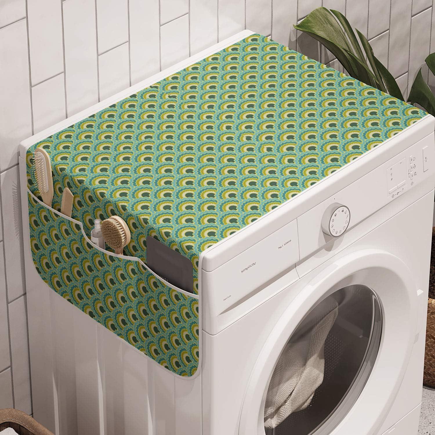 imageAmbesonne Valentines Day Washing Machine Organizer Romantic Design of Hearts Cupid Love Struck Antislip Fabric Cover for Washers and Dryers 47 x 185 Pink Sand BrownGrey Teal Seafoam
