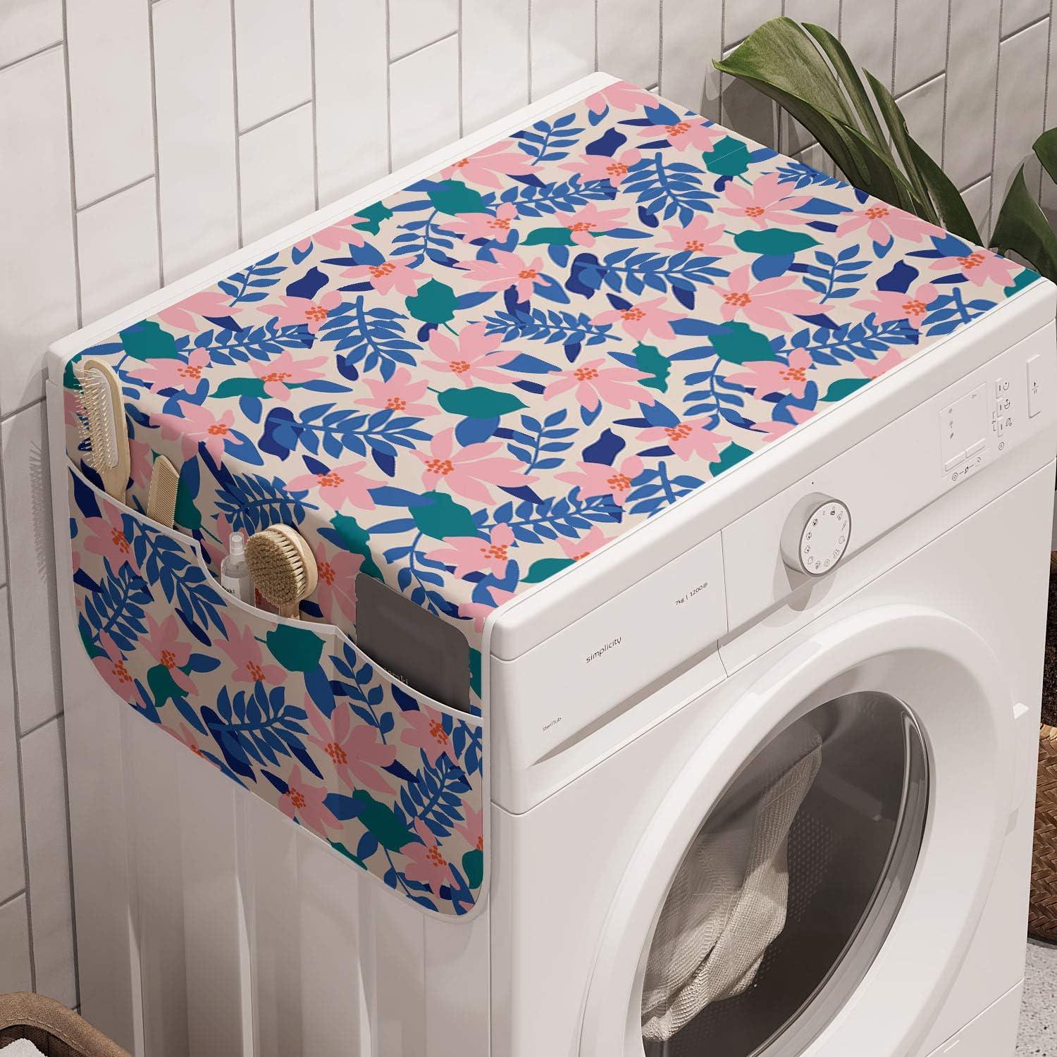 imageAmbesonne Valentines Day Washing Machine Organizer Romantic Design of Hearts Cupid Love Struck Antislip Fabric Cover for Washers and Dryers 47 x 185 Pink Sand BrownPale Rose Multicolor