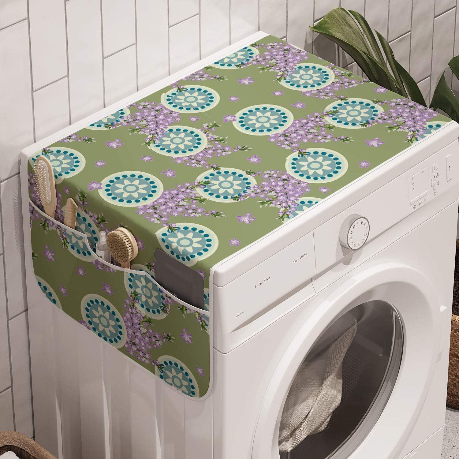 imageAmbesonne Valentines Day Washing Machine Organizer Romantic Design of Hearts Cupid Love Struck Antislip Fabric Cover for Washers and Dryers 47 x 185 Pink Sand BrownOlive Green Lilac