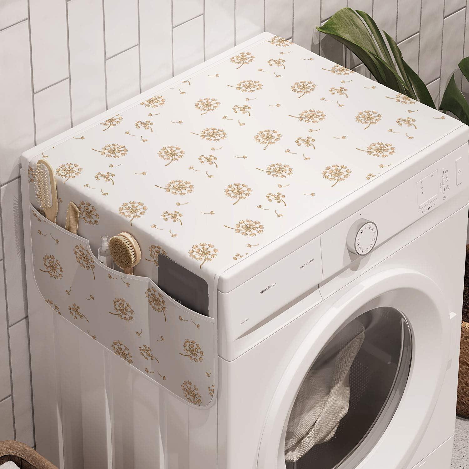 imageAmbesonne Valentines Day Washing Machine Organizer Romantic Design of Hearts Cupid Love Struck Antislip Fabric Cover for Washers and Dryers 47 x 185 Pink Sand BrownCamel and White