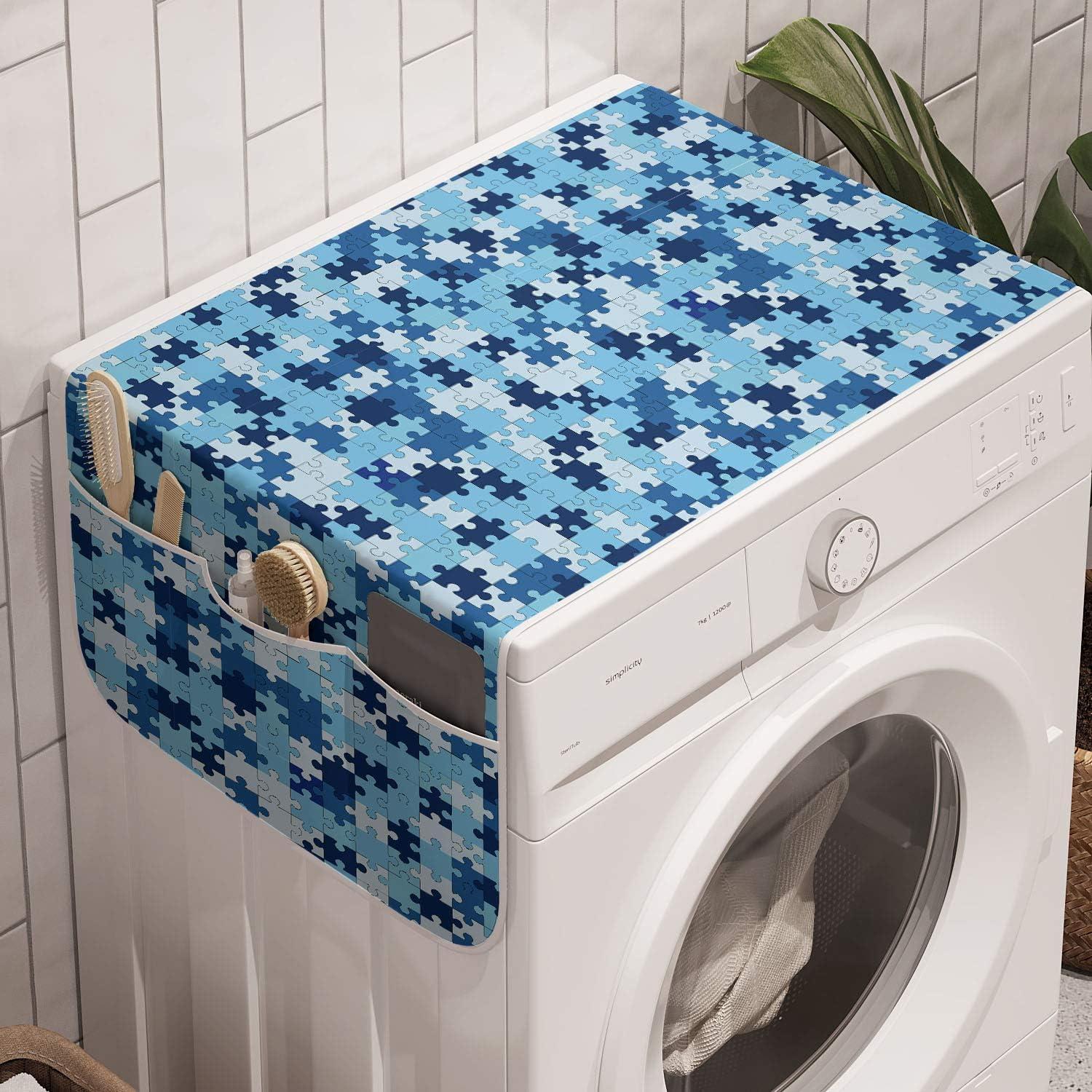 imageAmbesonne Valentines Day Washing Machine Organizer Romantic Design of Hearts Cupid Love Struck Antislip Fabric Cover for Washers and Dryers 47 x 185 Pink Sand BrownBlue Night Blue Pale Blue