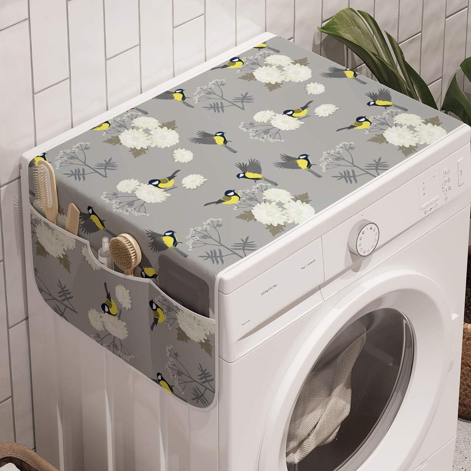 imageAmbesonne Valentines Day Washing Machine Organizer Romantic Design of Hearts Cupid Love Struck Antislip Fabric Cover for Washers and Dryers 47 x 185 Pink Sand BrownDimgray Yellow