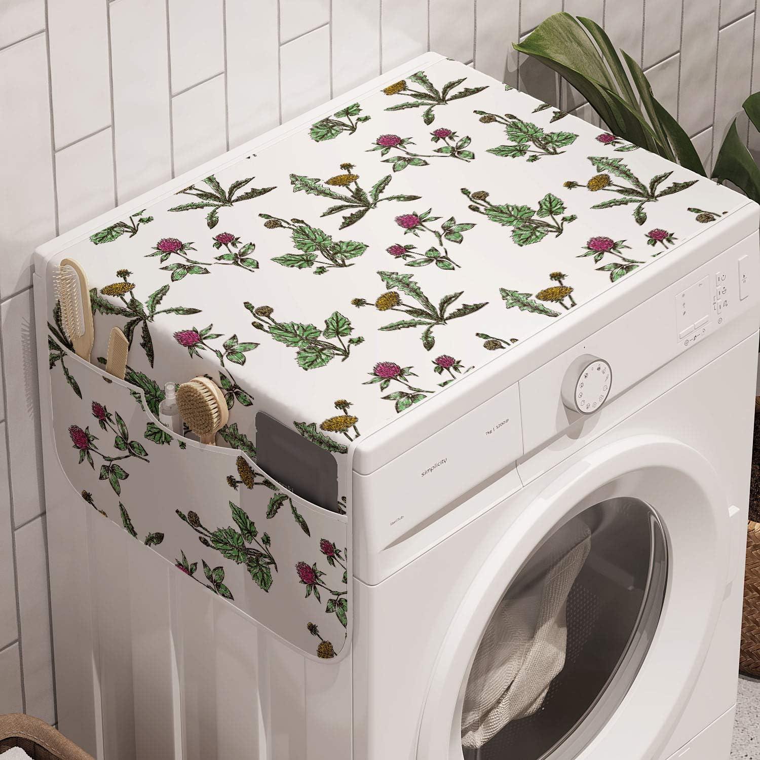 imageAmbesonne Valentines Day Washing Machine Organizer Romantic Design of Hearts Cupid Love Struck Antislip Fabric Cover for Washers and Dryers 47 x 185 Pink Sand BrownFern Green Multicolor
