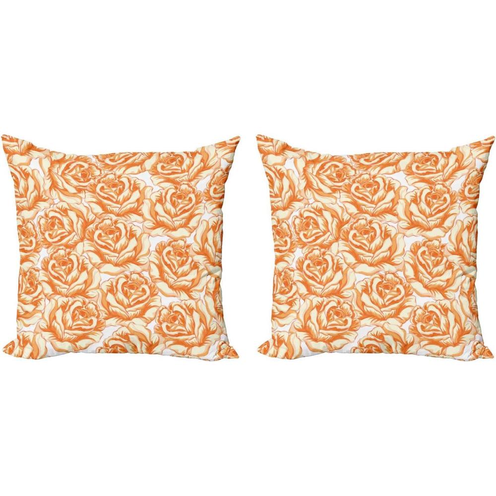 imageAmbesonne Burnt Orange Decorative Throw Pillow Case Pack of 2 Romantic Rose Bouquet in Warm Tones Valentines Day Love Flowers Couch Bedroom Living Room Cushion Cover 18 Burnt Orange Pale Orange18