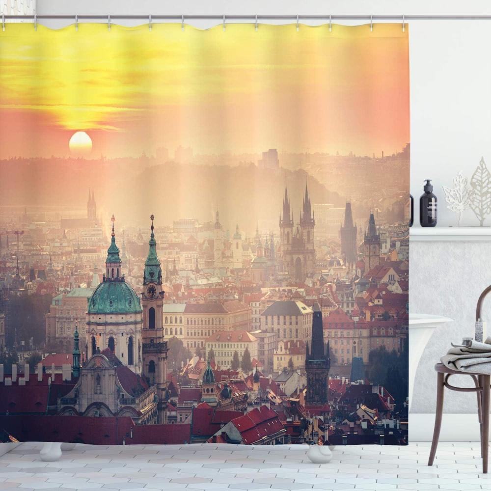 imageAmbesonne Fantasy Shower Curtain Hot Air Balloons in The Clouds Dream Journey to Secret Paradise Romantic Design Cloth Fabric Bathroom Decor Set with Hooks 69 W x 75 L Purple WhiteRuby