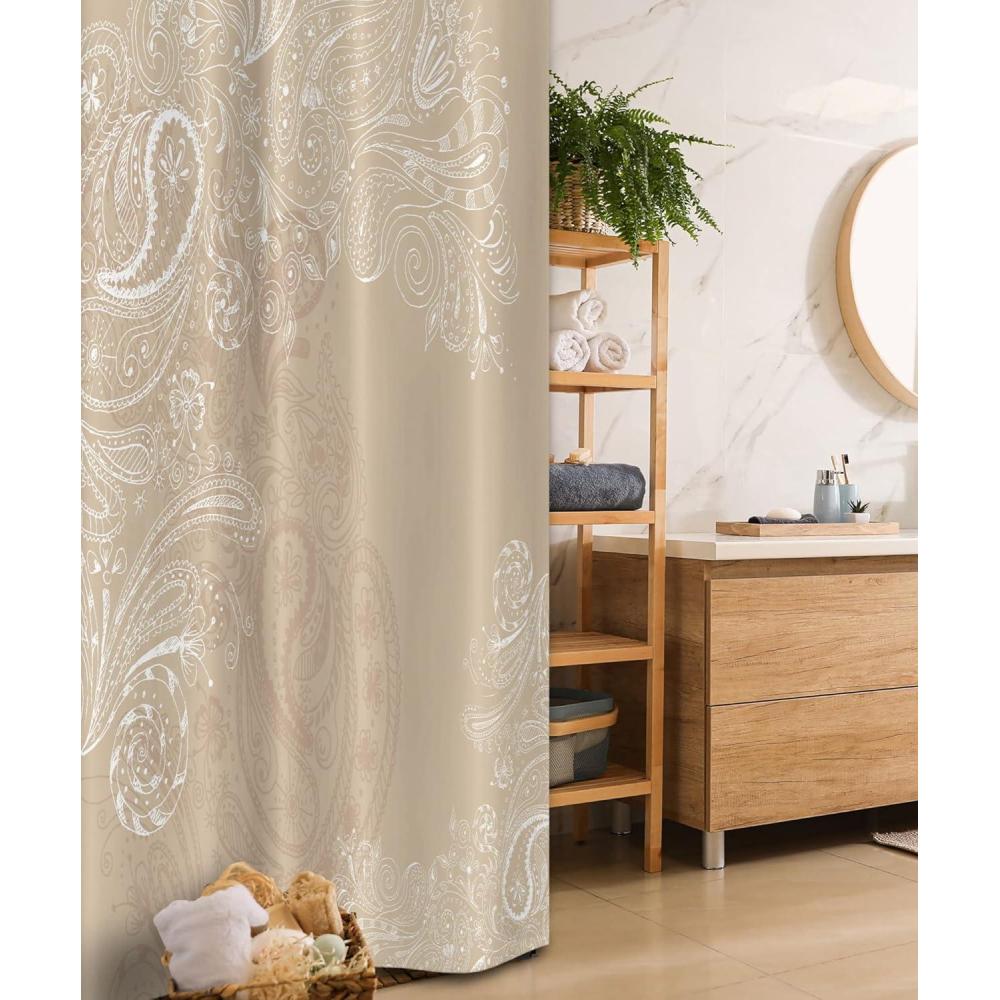 imageAmbesonne Fantasy Shower Curtain Hot Air Balloons in The Clouds Dream Journey to Secret Paradise Romantic Design Cloth Fabric Bathroom Decor Set with Hooks 69 W x 75 L Purple WhiteBeige