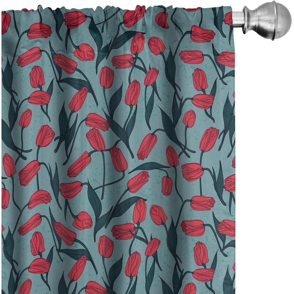 imageAmbesonne Floral Curtains Roses for Valentine Love Team Holiday Celebration Botanical Artwork on Hue Back Window Treatments 2 Panel Set for Living Room Bedroom Pair of  28 x 95 Dimgray BlushCadet Blue Dark Pink