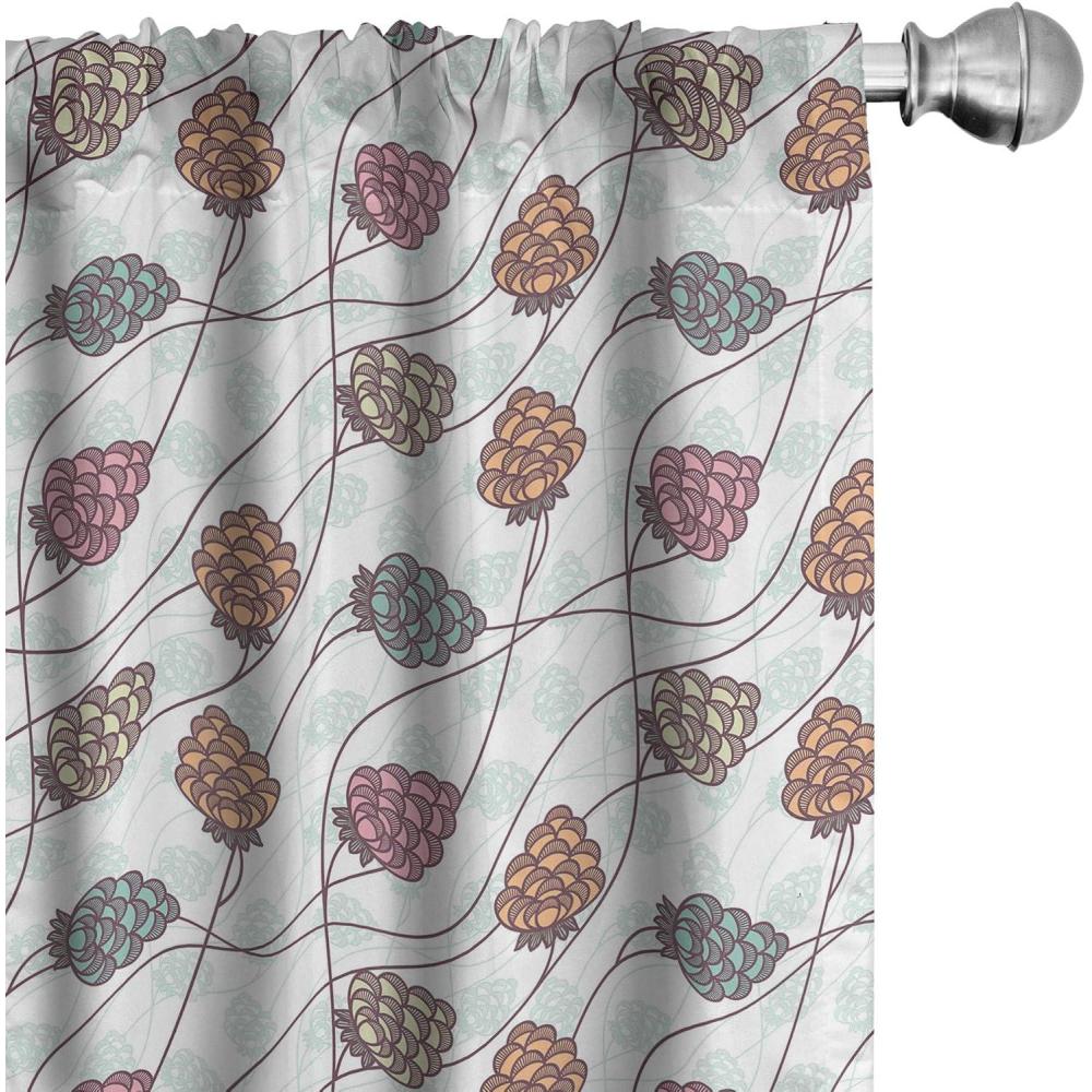 imageAmbesonne Floral Curtains Roses for Valentine Love Team Holiday Celebration Botanical Artwork on Hue Back Window Treatments 2 Panel Set for Living Room Bedroom Pair of  28 x 95 Dimgray BlushSoft Blue and Teal