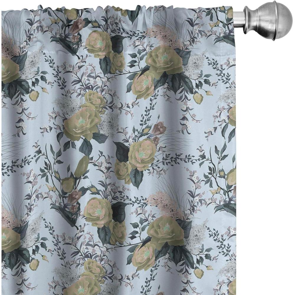 imageAmbesonne Floral Curtains Roses for Valentine Love Team Holiday Celebration Botanical Artwork on Hue Back Window Treatments 2 Panel Set for Living Room Bedroom Pair of  28 x 95 Dimgray BlushPale Azure Blue Evergreen