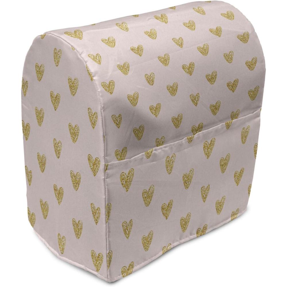 imageAmbesonne Hearts Stand Mixer Cover Background with Abstract Dainty Passionate Love Theme Valentine Kitchen Appliance Organizer Bag Cover with a Pocket 68 Quarts Eggshell Coffee