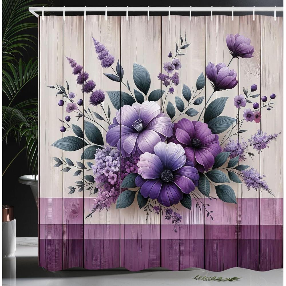 imageAmbesonne Spring Shower Curtain Delicate and Romantic Arrange of Creeper Mesh Flowers Cascade Neutral Theme Cloth Fabric Bathroom Decor Set with Hooks 69 W x 70 L Blush Yellow PinkLavender Indigo Eggshell