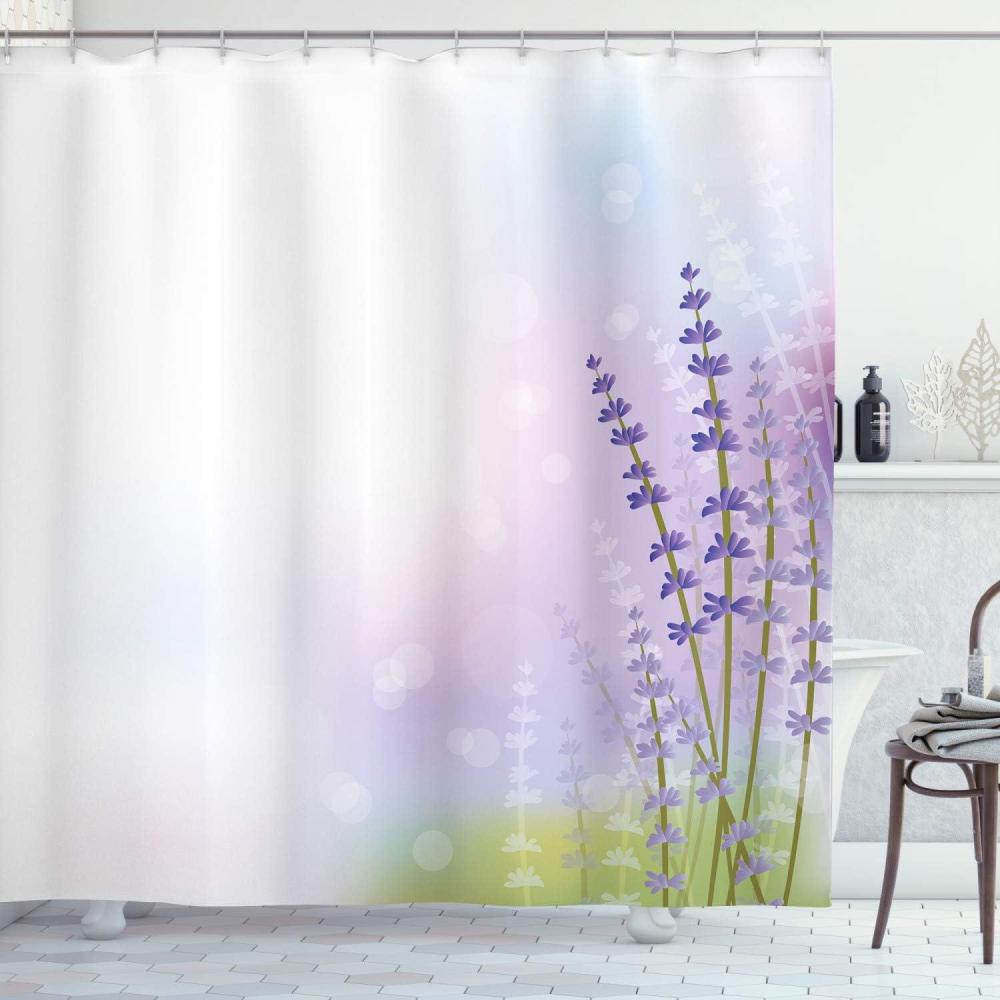 imageAmbesonne Spring Shower Curtain Delicate and Romantic Arrange of Creeper Mesh Flowers Cascade Neutral Theme Cloth Fabric Bathroom Decor Set with Hooks 69 W x 70 L Blush Yellow PinkGreen Violet