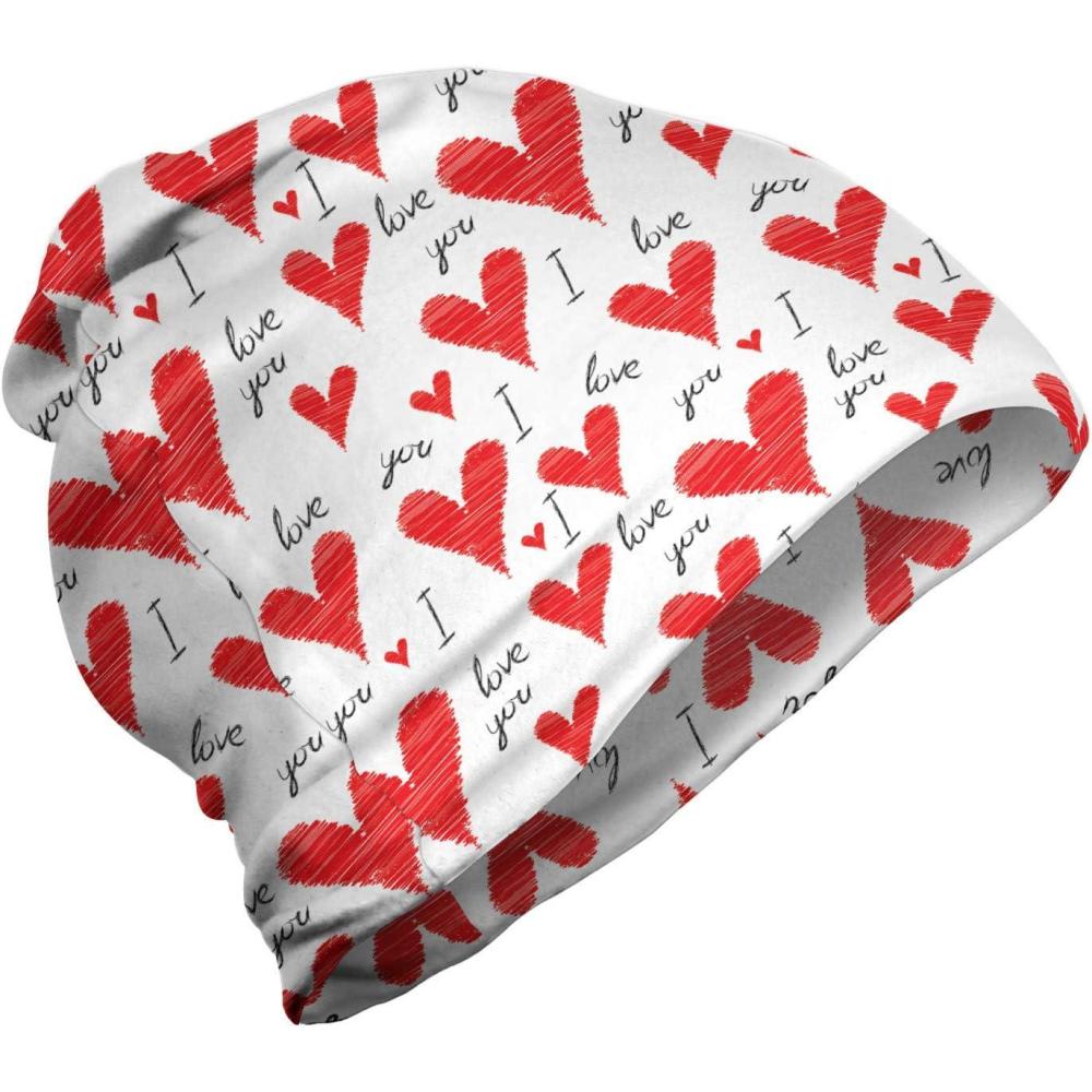 imageAmbesonne Unisex Beanie Hand Writing Valentines Hiking Outdoors
