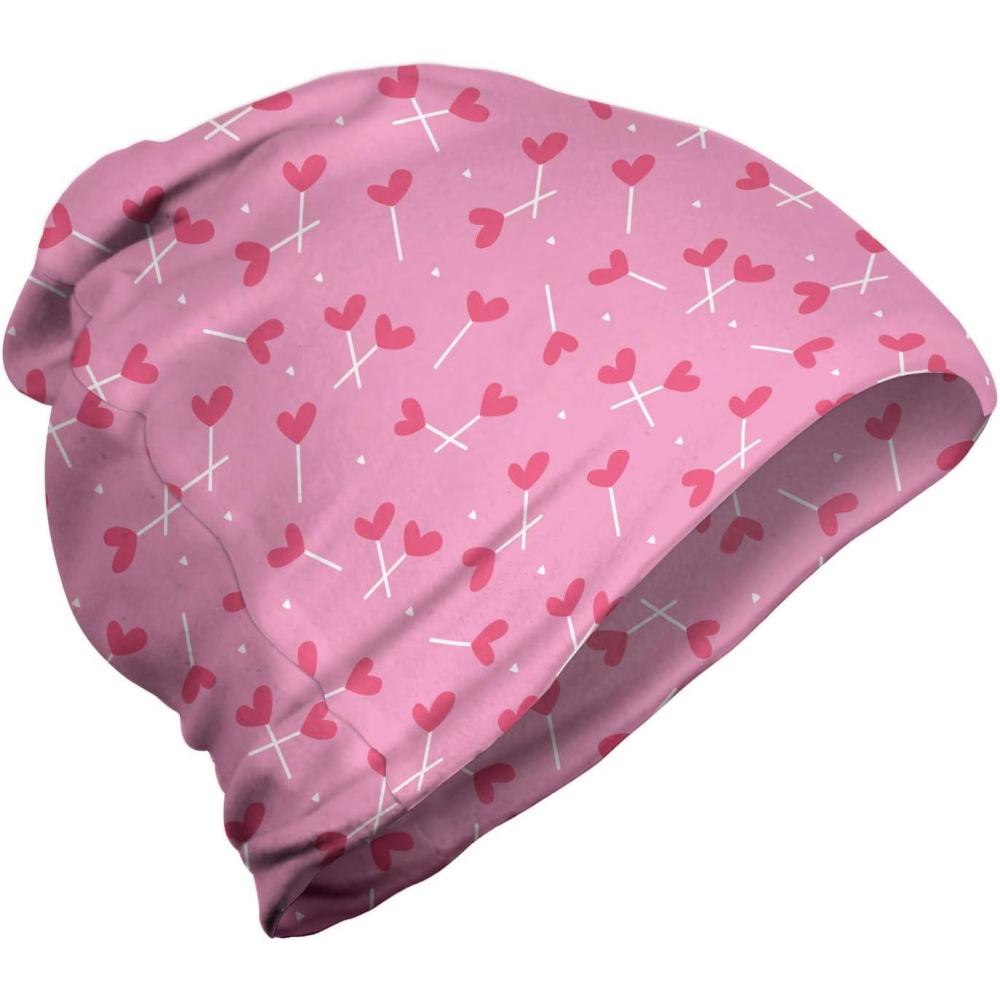 imageAmbesonne Unisex Beanie Hearts Valentines Day Hiking Outdoors