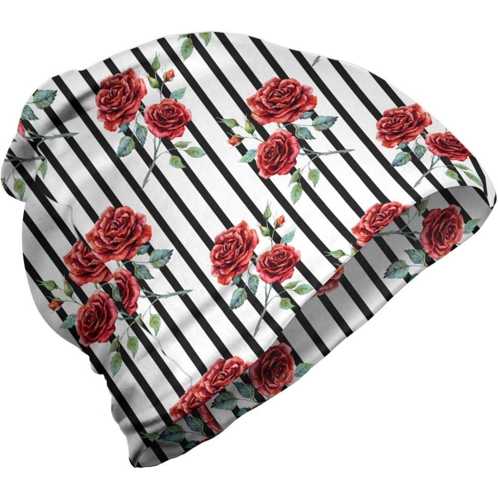 imageAmbesonne Unisex Beanie Valentines Day Rose Hiking Outdoors