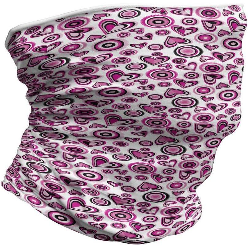 imageAmbesonne Unisex Multicolor Face and Neck WarmersPink Hearts and Circles