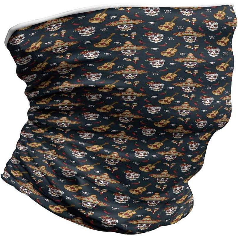 imageAmbesonne Unisex Multicolor Face and Neck WarmersSkull Sombrero Chili