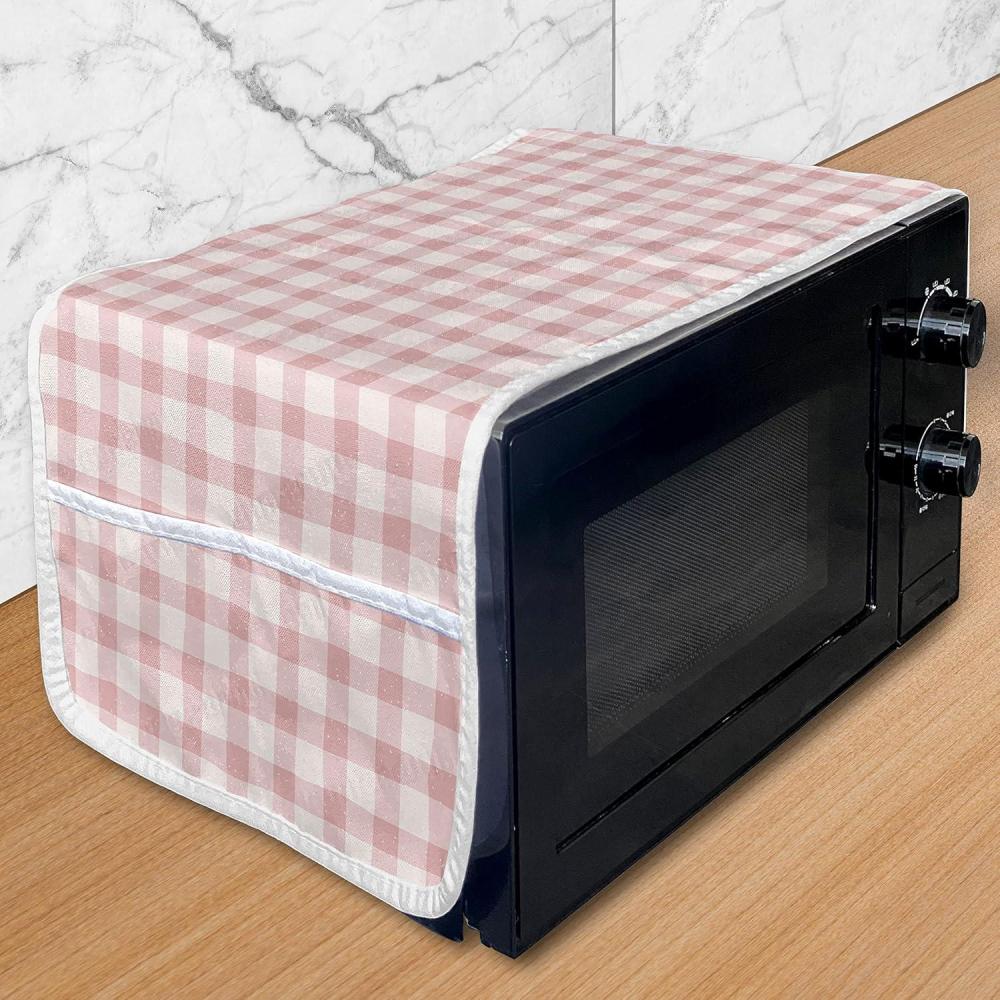 imageAmbesonne Valentines Day Microwave Oven Cover Continuing Composition of Dotted Heart Shapes Water Resistant Organizer with Pockets for Kitchen 36 x 12 Ruby PinkPale Pink Rose