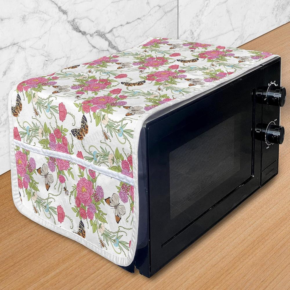 imageAmbesonne Valentines Day Microwave Oven Cover Continuing Composition of Dotted Heart Shapes Water Resistant Organizer with Pockets for Kitchen 36 x 12 Ruby PinkPastel Pink Multicolor