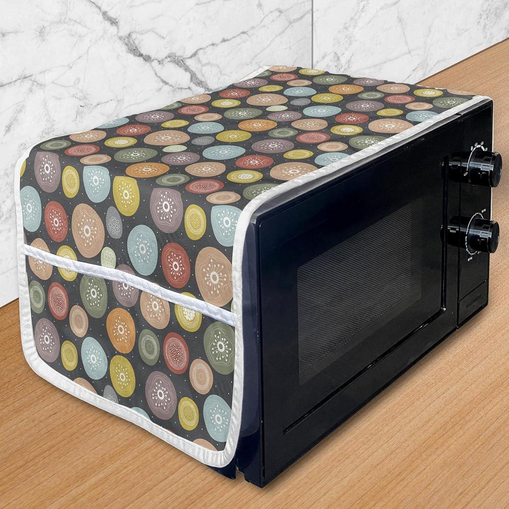 imageAmbesonne Valentines Day Microwave Oven Cover Continuing Composition of Dotted Heart Shapes Water Resistant Organizer with Pockets for Kitchen 36 x 12 Ruby PinkDark Grey and Multicolor